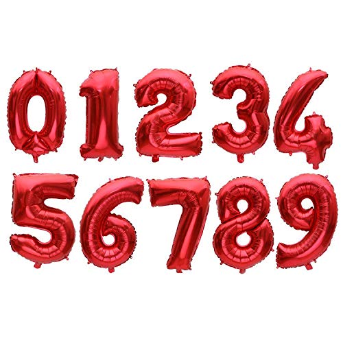 32 Inch Red Number 3 Foil Balloons - 50pcs Helium Balloons for Birthday, Wedding & Party Decorations (Red, Black, Blue, Rose Gold) - Perfect for Anniversary Celebrations, Graduation Parties & Baby Showers