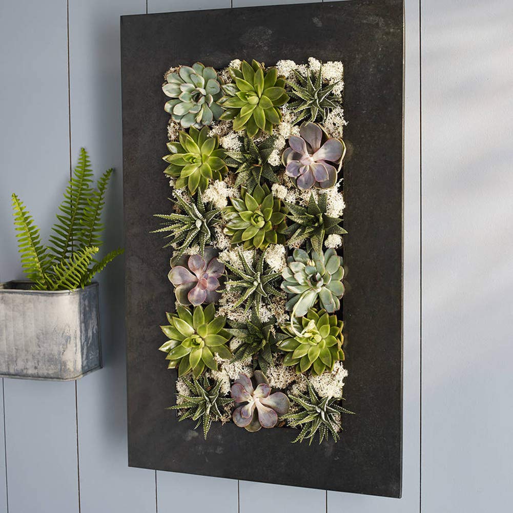 Modern Black Zinc 18-Pocket Succulent Planter - Galvanized Steel Wall Mounted Vertical Garden for Indoor/Outdoor Home Decor - Perfect for Small Plants, Herbs & Air Plants in Living Room, Balcony or Office