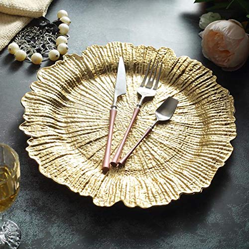 Premium Gold Charger Plates - Elegant 12-Inch Round Plate Chargers for Formal Dining, Wedding Receptions & Special Events (Set of 6) - Perfect for Table Settings, Buffet Displays & Luxury Dinner Parties