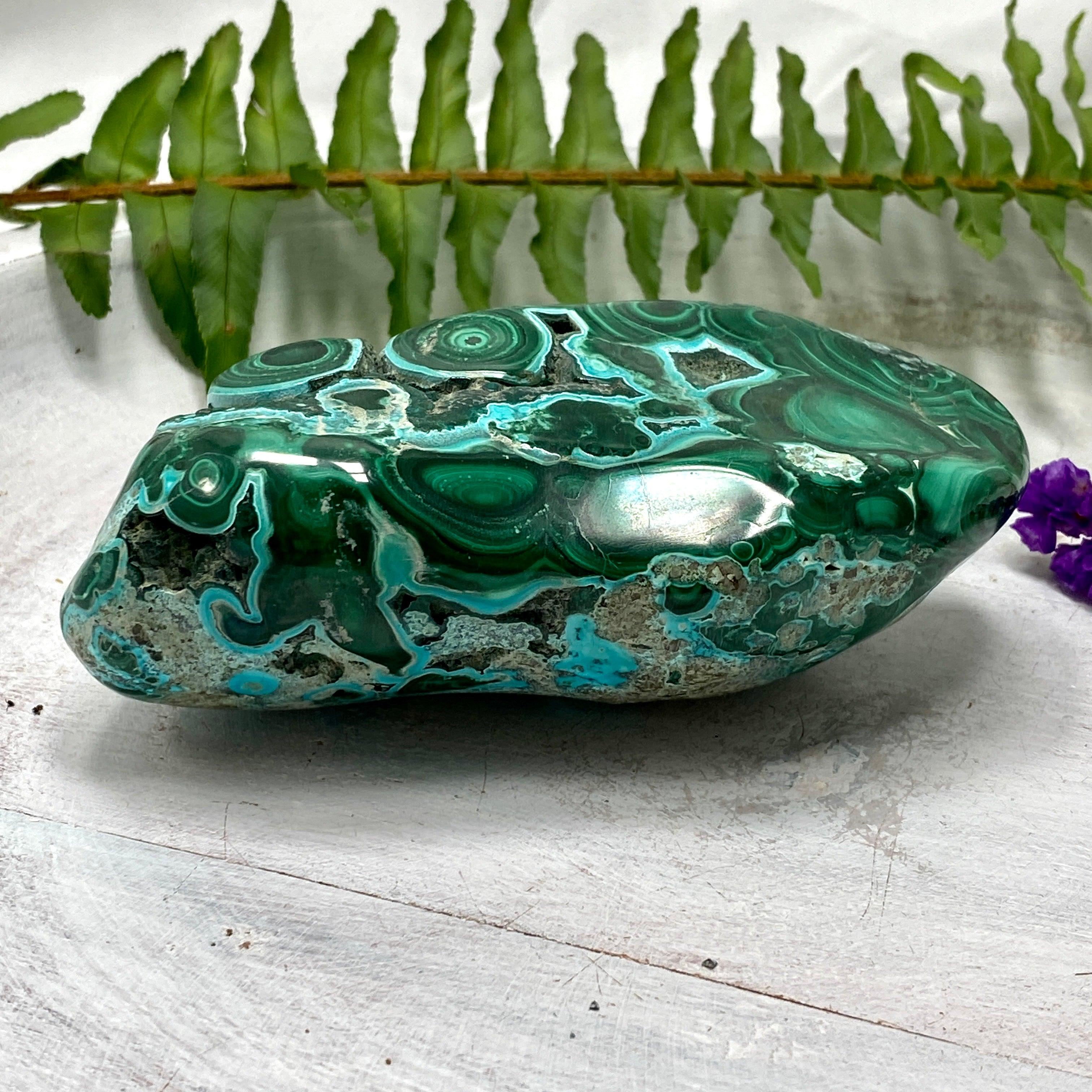 Natural Chrysocolla & Malachite Freeform Stone - CR2876 - Healing Crystal for Meditation, Jewelry Making & Home Decor