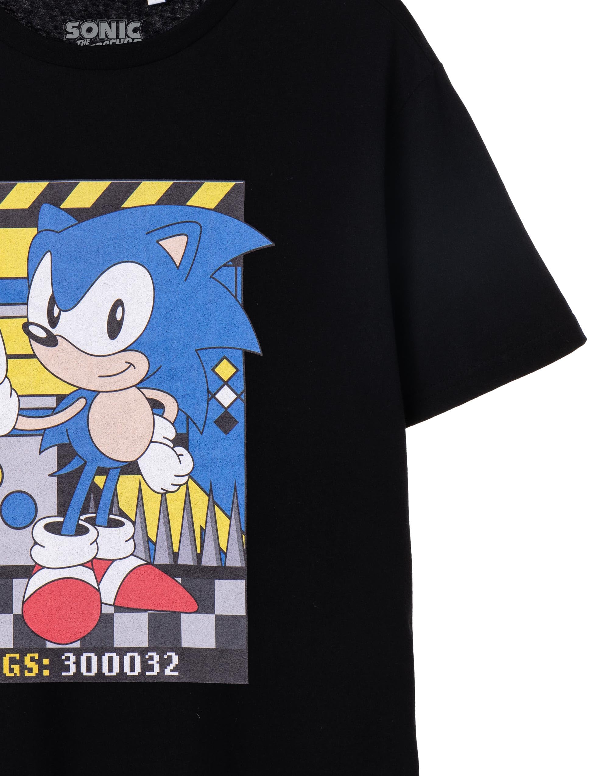 **Sonic the Hedgehog Men's Black Short Sleeve T-Shirt - Classic Rings Graphic Tee | Official Licensed Merch | Soft Cotton & Comfort Fit | Perfect for Gaming, Cosplay & Casual Wear**