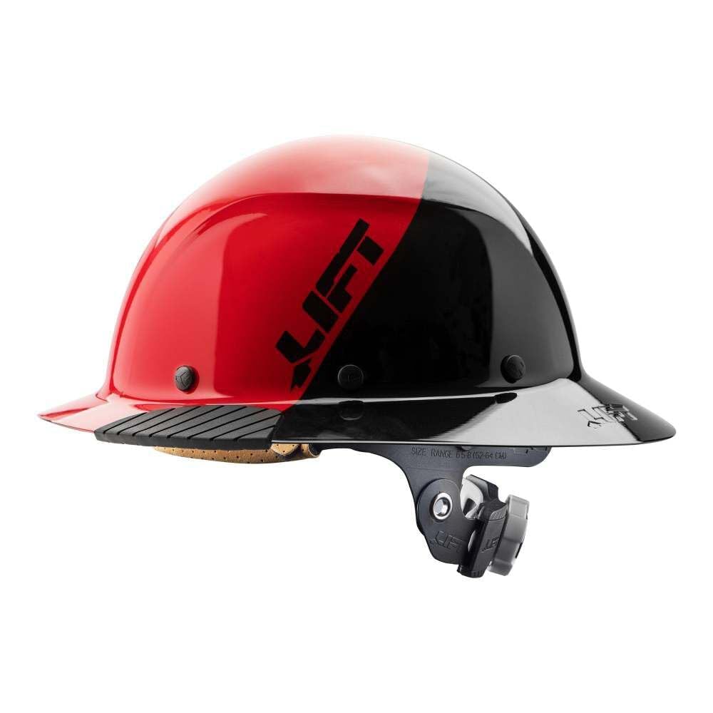 DAX Fiber Resin Full Brim Hard Hat - ANSI Certified Safety Helmet (50/50 Gloss Red/Black) for Construction, Industrial & Outdoor Work Protection