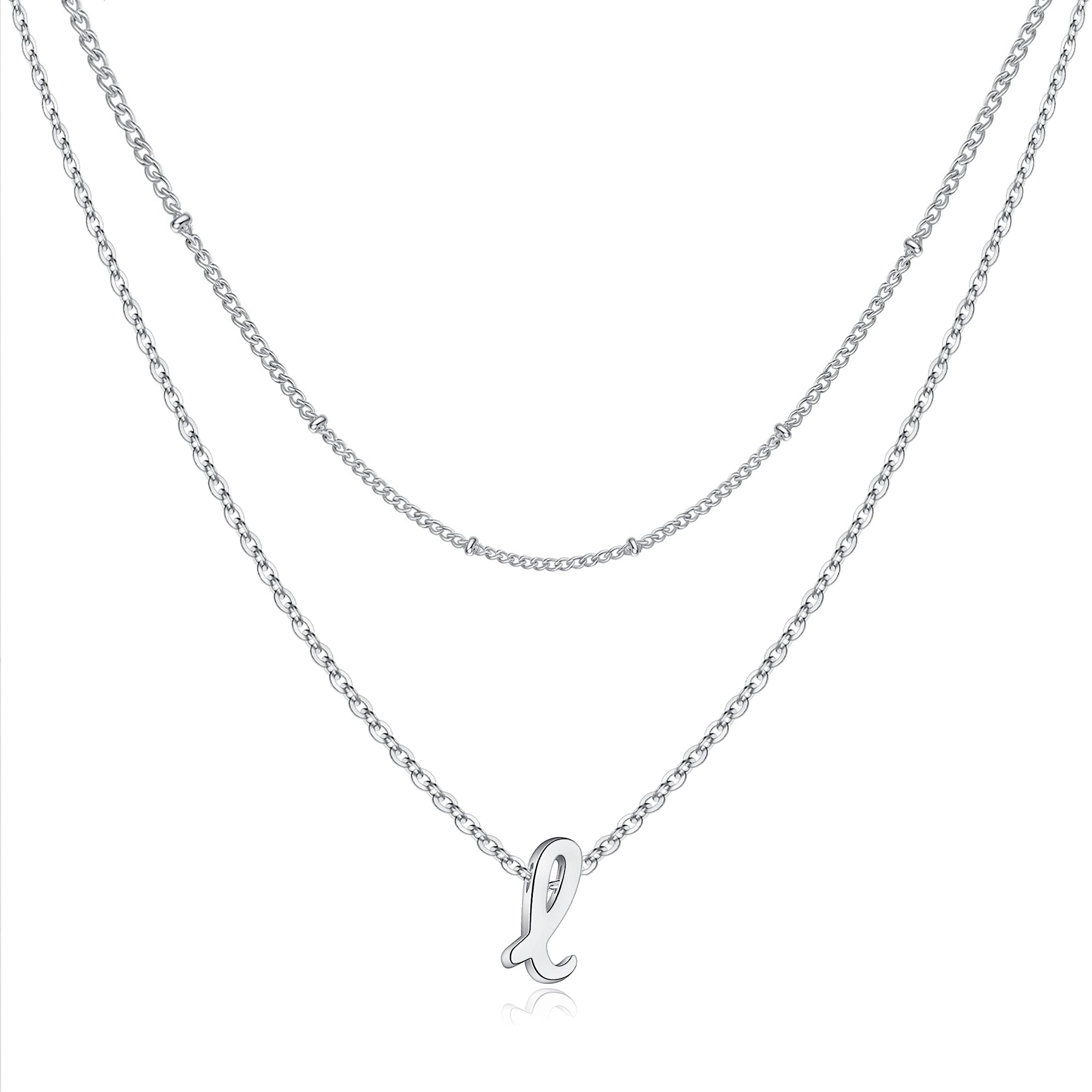 Yoosteel Personalized 14K Gold Plated Dainty Layered Initial Necklace for Women & Girls - Monogram Letter Necklace in Gold & Silver | Perfect for Layering, Everyday Wear, Gifts & Special Occasions