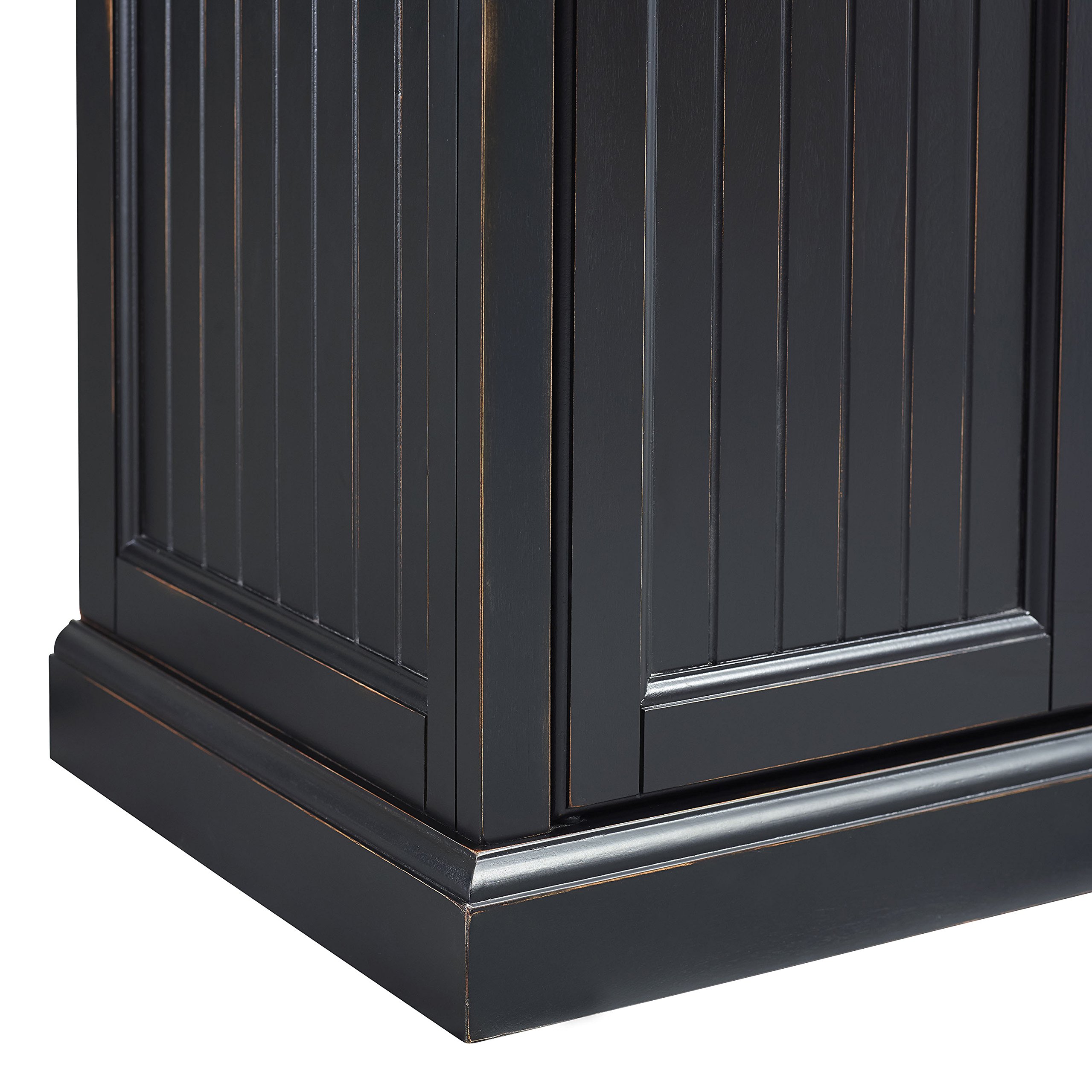 Crosley Furniture Seaside Coastal Pantry Storage Cabinet with Shelves - Distressed Black for Kitchen, Dining, or Laundry Room Organization | Perfect for Small Space Storage and Home Decor