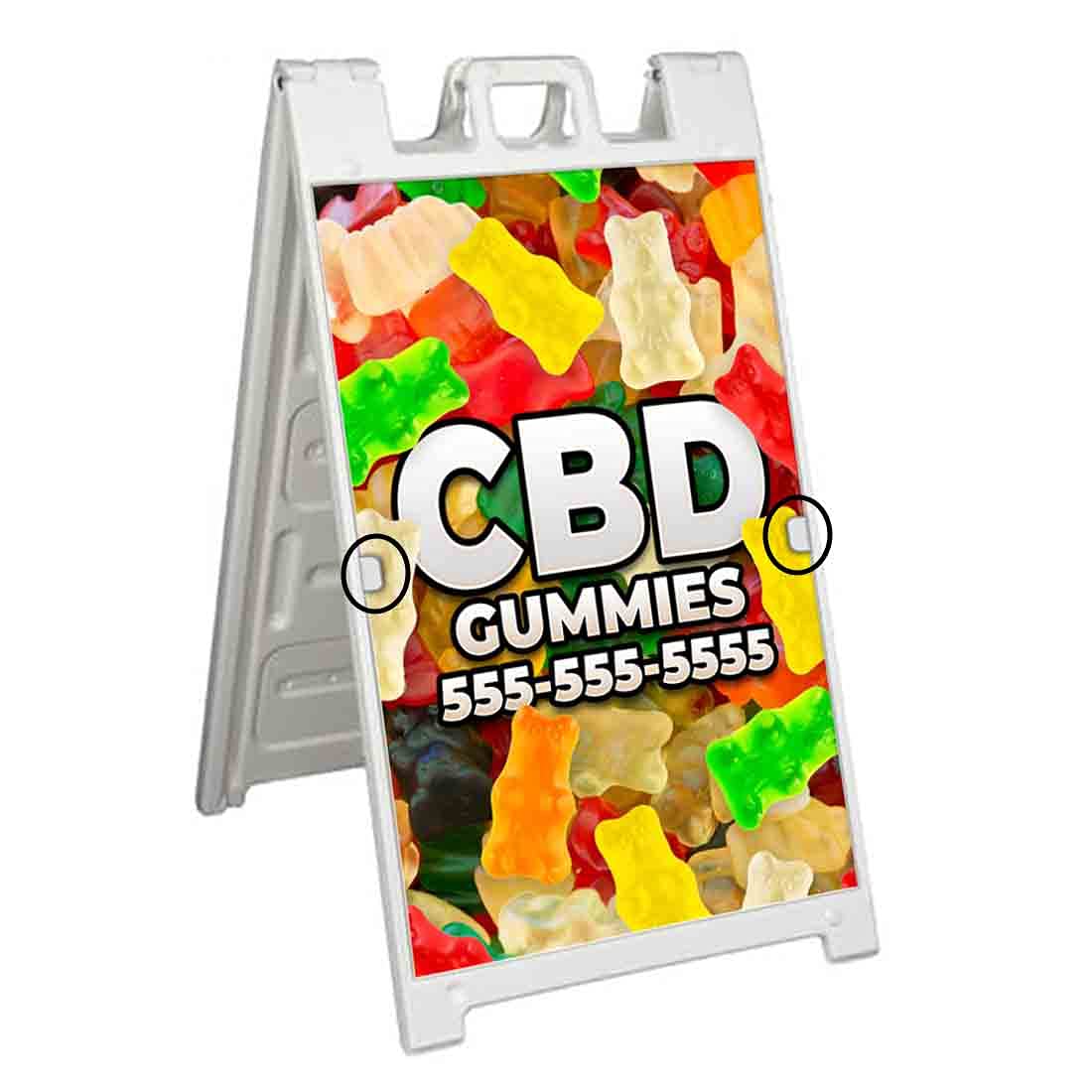 Premium CBD Gummies - 24x36 Inch A-Frame Signicade with Applied Decal | Perfect for Dispensaries, Health Stores & Wellness Centers