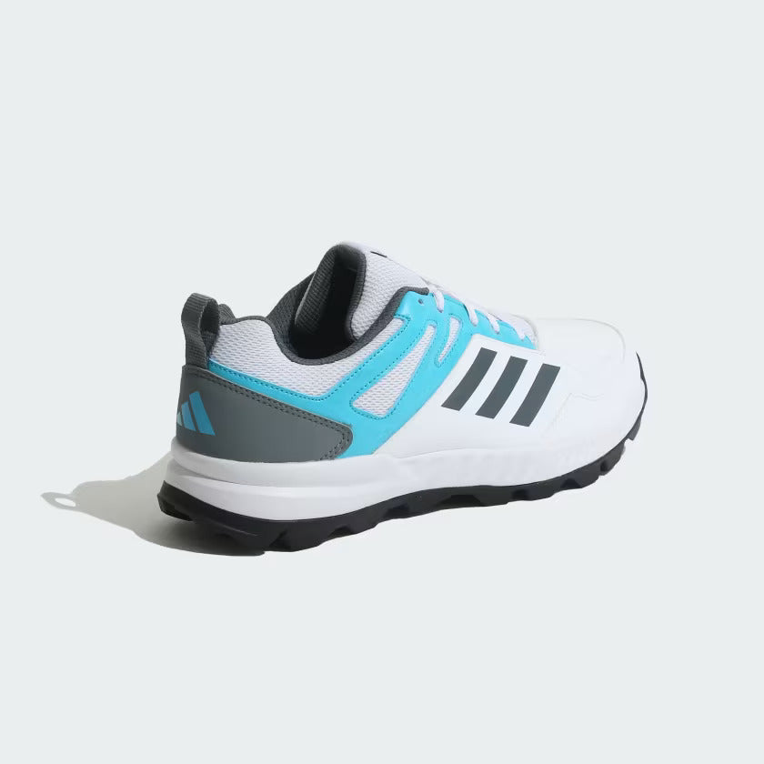 Adidas Cri RiseV2 Cricket Shoes - Cloud White/Blue Oxide/Lucid Cyan | Lightweight Performance Footwear for Cricket Matches & Training