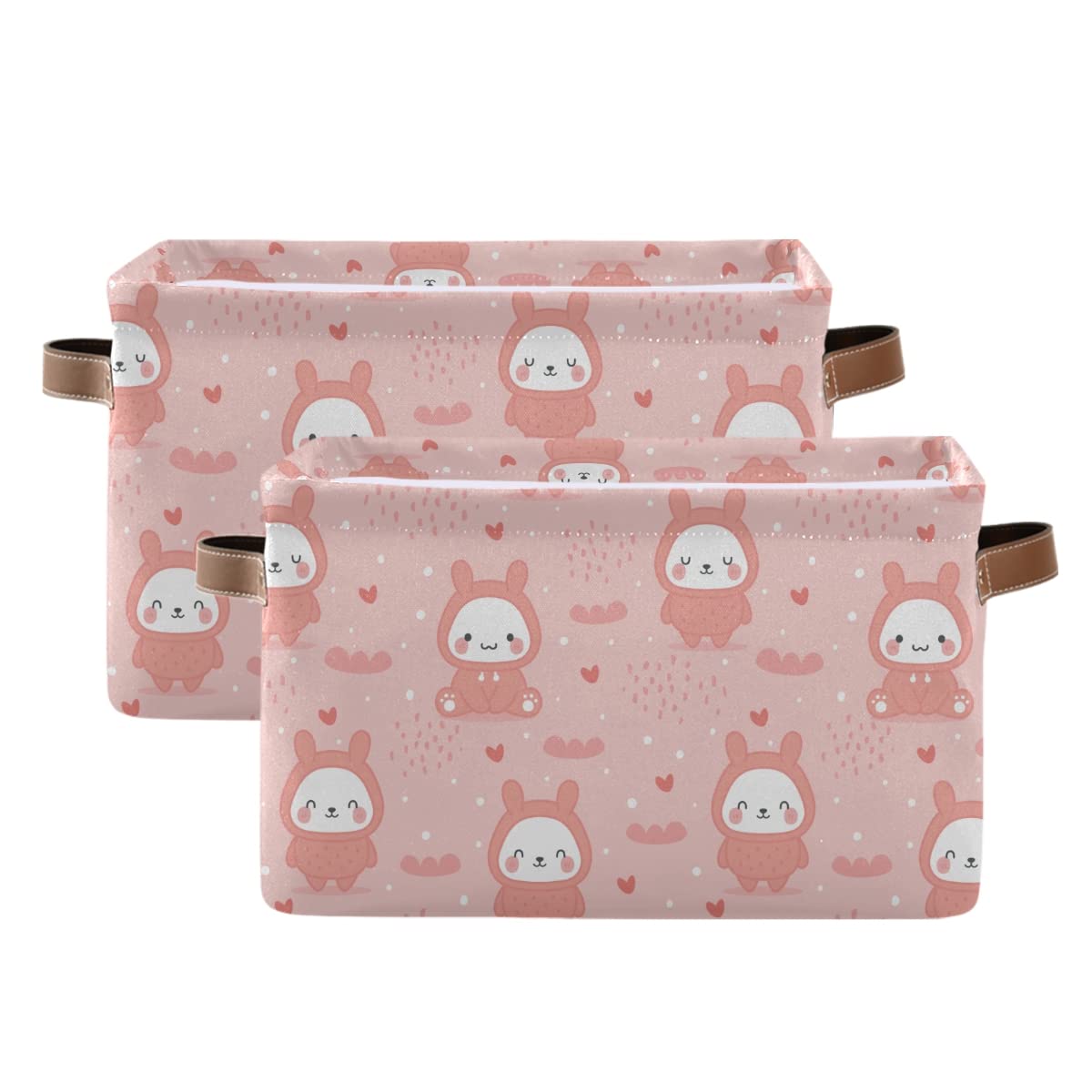 Collapsible Bunny Rabbit Rectangle Storage Basket - Waterproof Nursery Toy Bin for Books, Clothes & Home Organization | Perfect for Kids' Room, Closet Shelves & Bedroom Decor