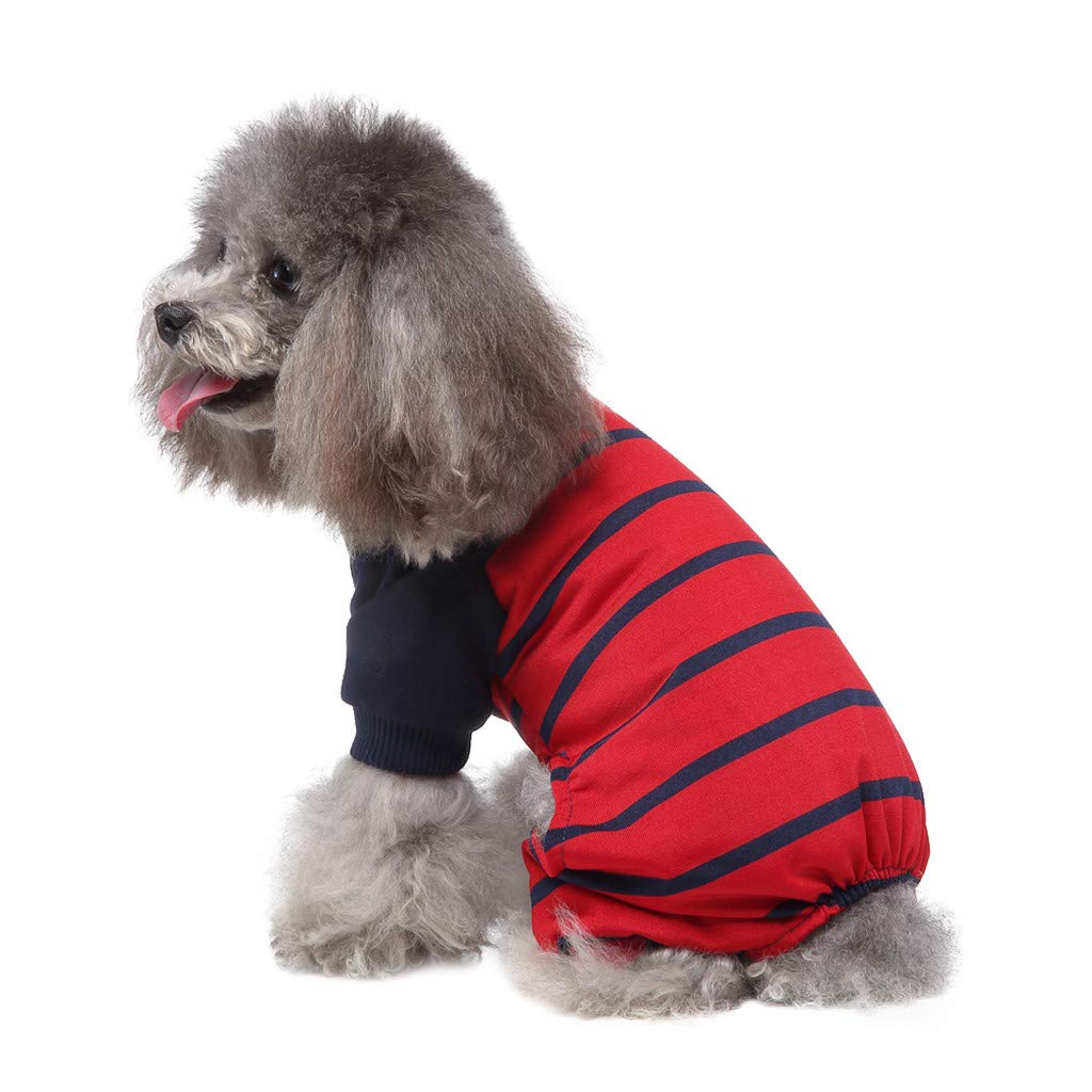 JKRED Pet Pajamas - Cotton Knitted Dog Clothes for Home Comfort (Red, M)