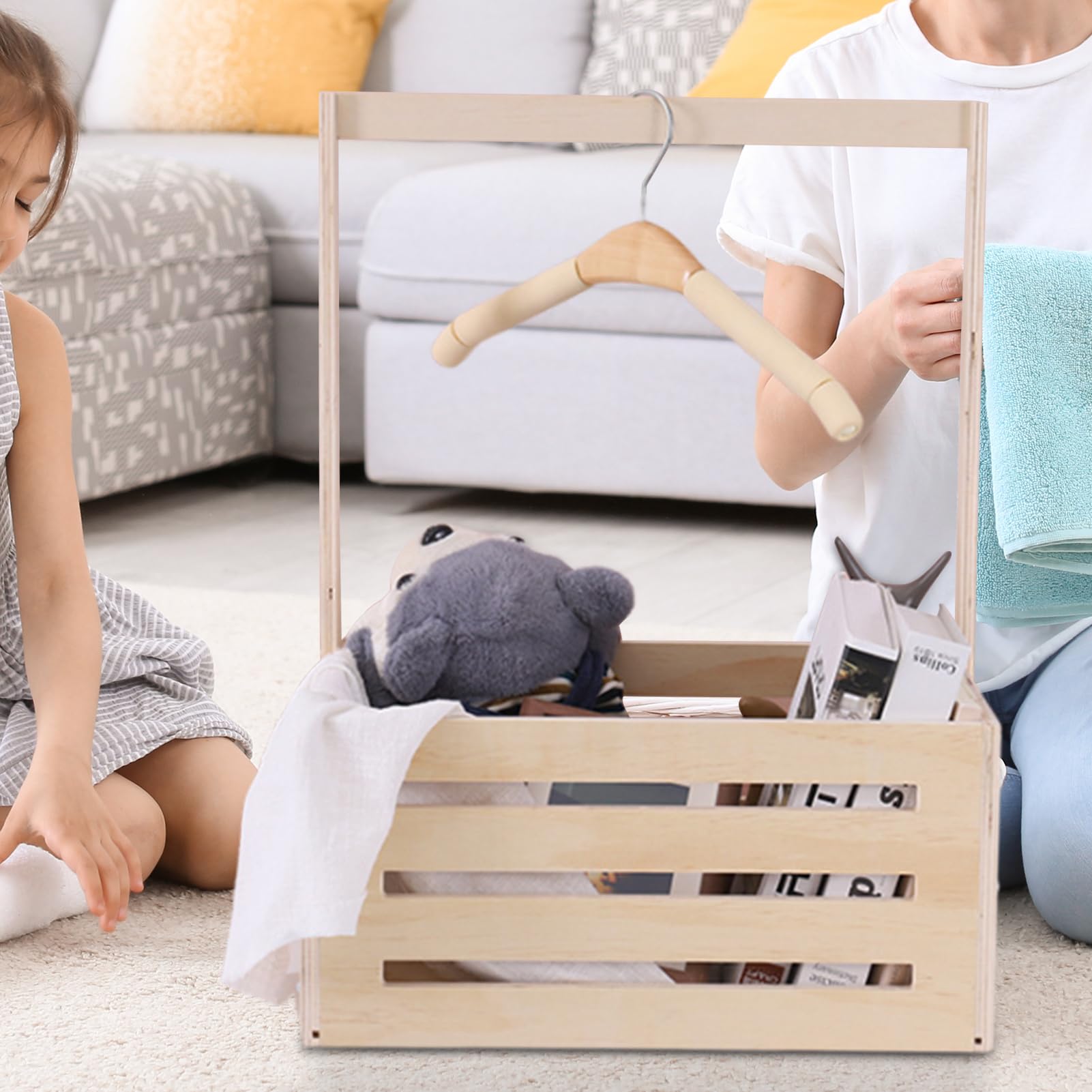 Wooden Baby Basket - Multifunctional Baby Shower Gift & Storage Organizer for New Parents | Nursery Decor, Toddler Closet & Keepsake Crate | Perfect for Baby Showers, Newborn Essentials & Nursery Organization