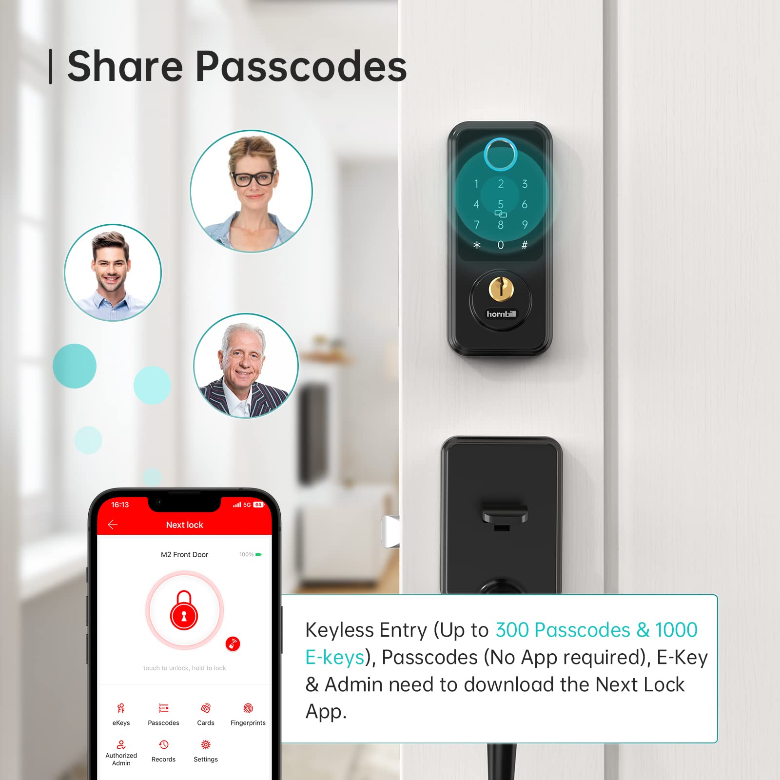 WiFi Smart Door Lock with Alexa & Google Home Compatibility - Keyless Entry Fingerprint Deadbolt - Remote Lock/Unlock via App - Bluetooth Smart Lock with Auto Lock & IC Card Access - Perfect for Home, Office & Vacation Rentals