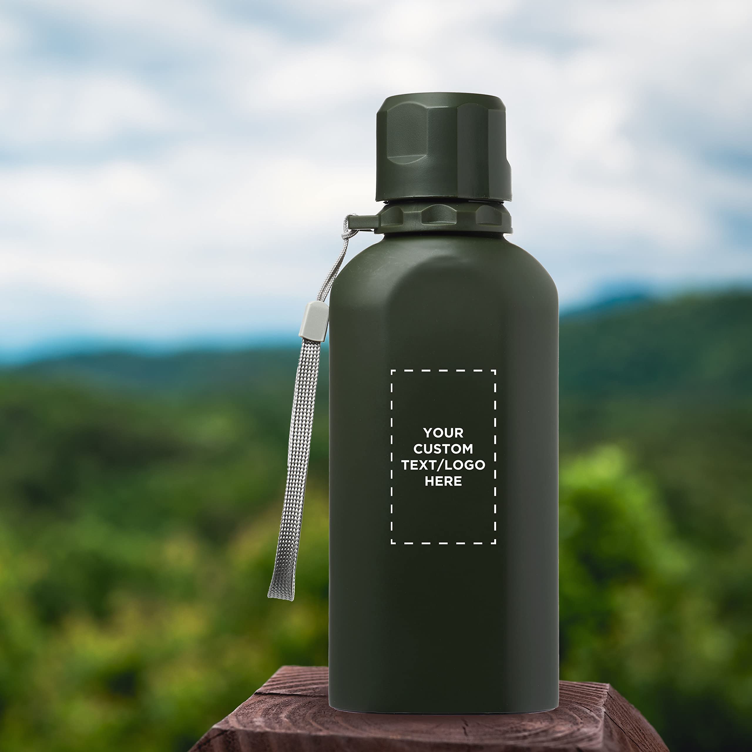 Customized 23 oz Stainless Steel Water Bottles Set of 6 - Reusable Insulated Cadet Bottles for Gym, Hiking, Cycling & School - Bulk Personalized Army Green Water Bottles - Perfect for Sports, Outdoor Activities & Daily Hydration