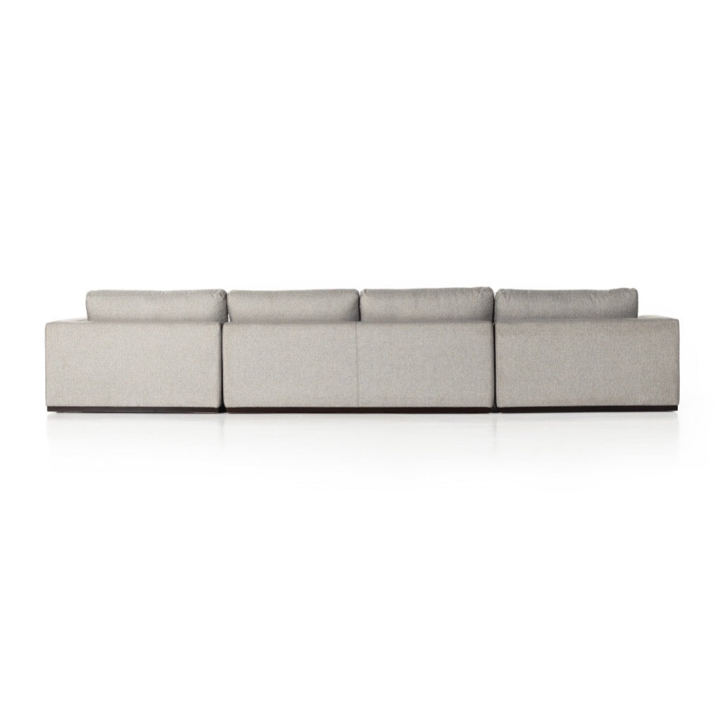 Colt 3-Piece U-Shaped Sectional Sofa in Aldred Silver - Perfect for Living Room, Family Room & Home Theater Seating