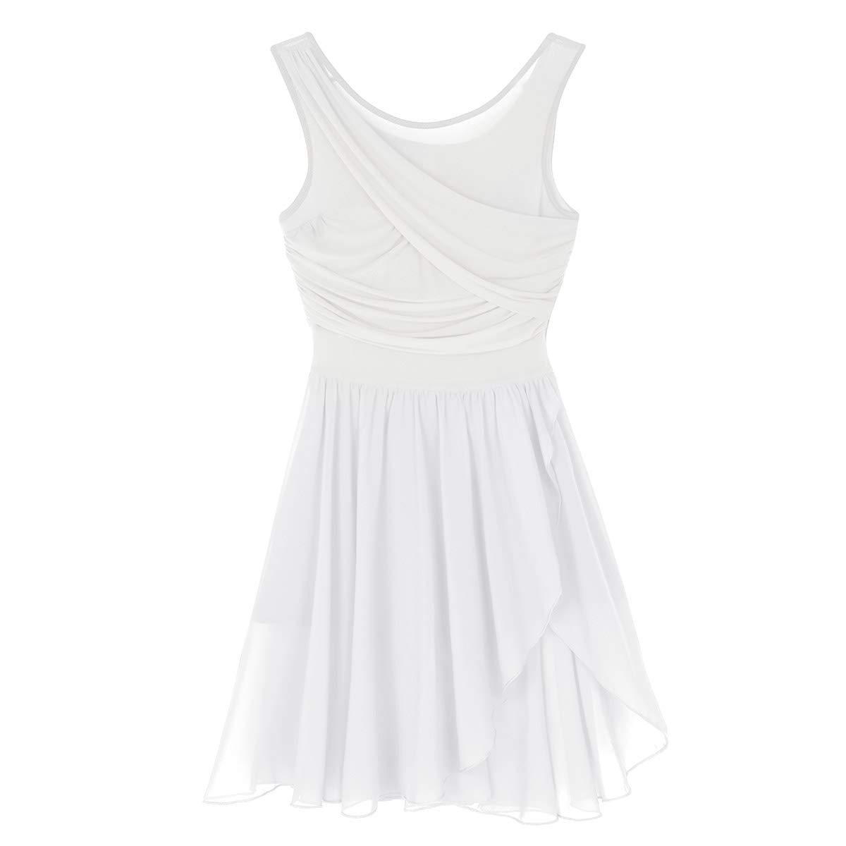 Elegant V-Neck High-Low Ballet Leotard Dress for Women - Lyrical Dance Costume & Gymnastics Wear | Perfect for Performances, Recitals & Dance Competitions