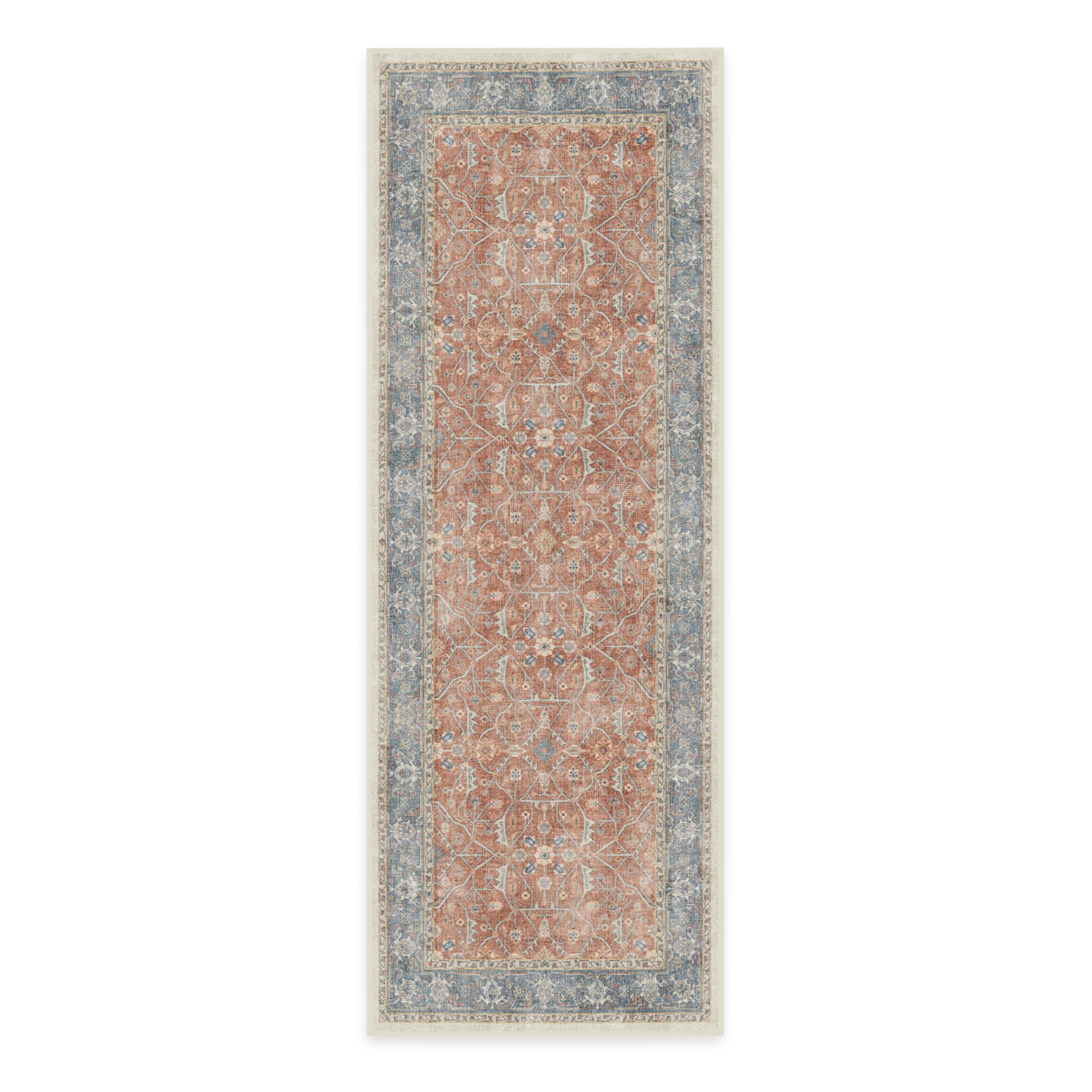 Washable 2x7 Runner Rug by Ruggable - Celestine Coral | Non-Slip Premium Rug for Hallway, Kitchen, Entryway, Living Room, Bedroom & Office | Perfect for High-Traffic Areas & Pet-Friendly Homes
