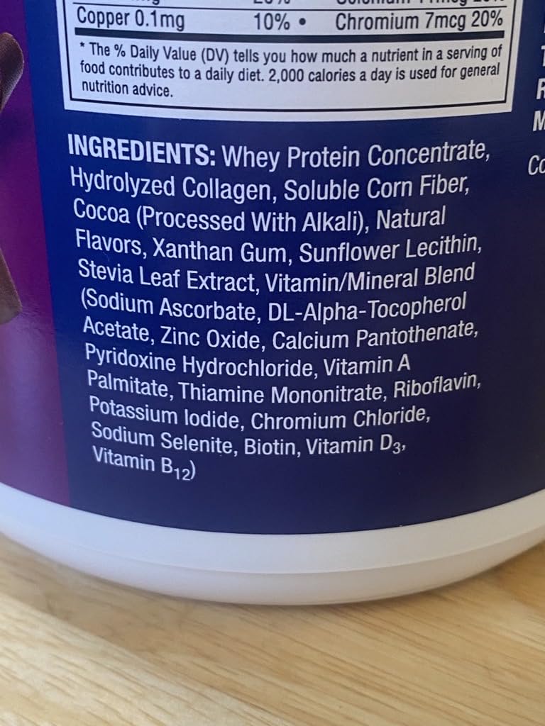 Pure Protein All-In-One Powder - Rich Chocolate Flavor with Whey & Collagen | High Fiber, Vitamins, No Added Sugar, Non-GMO, Gluten-Free | 1.25lb for Post-Workout Recovery & Healthy Lifestyle