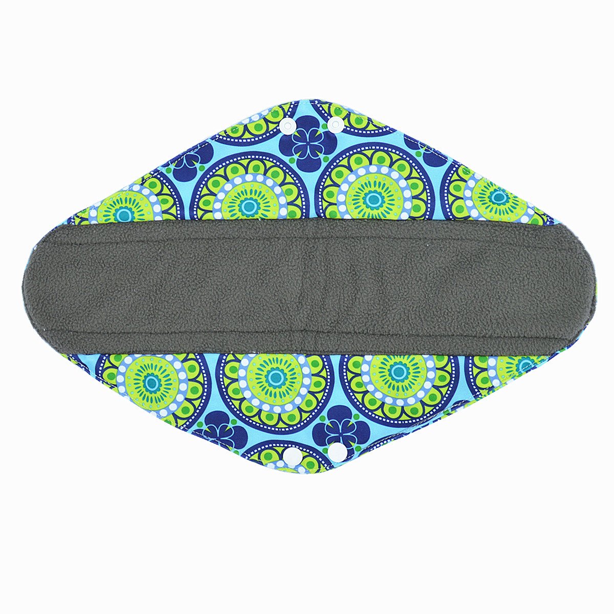 14 Inch Overnight Charcoal Bamboo Reusable Sanitary Pads - Eco-Friendly Menstrual Pads for Heavy Flow, Soft & Absorbent (Peacock Design) - Perfect for Night Use, Postpartum Care & Sensitive Skin