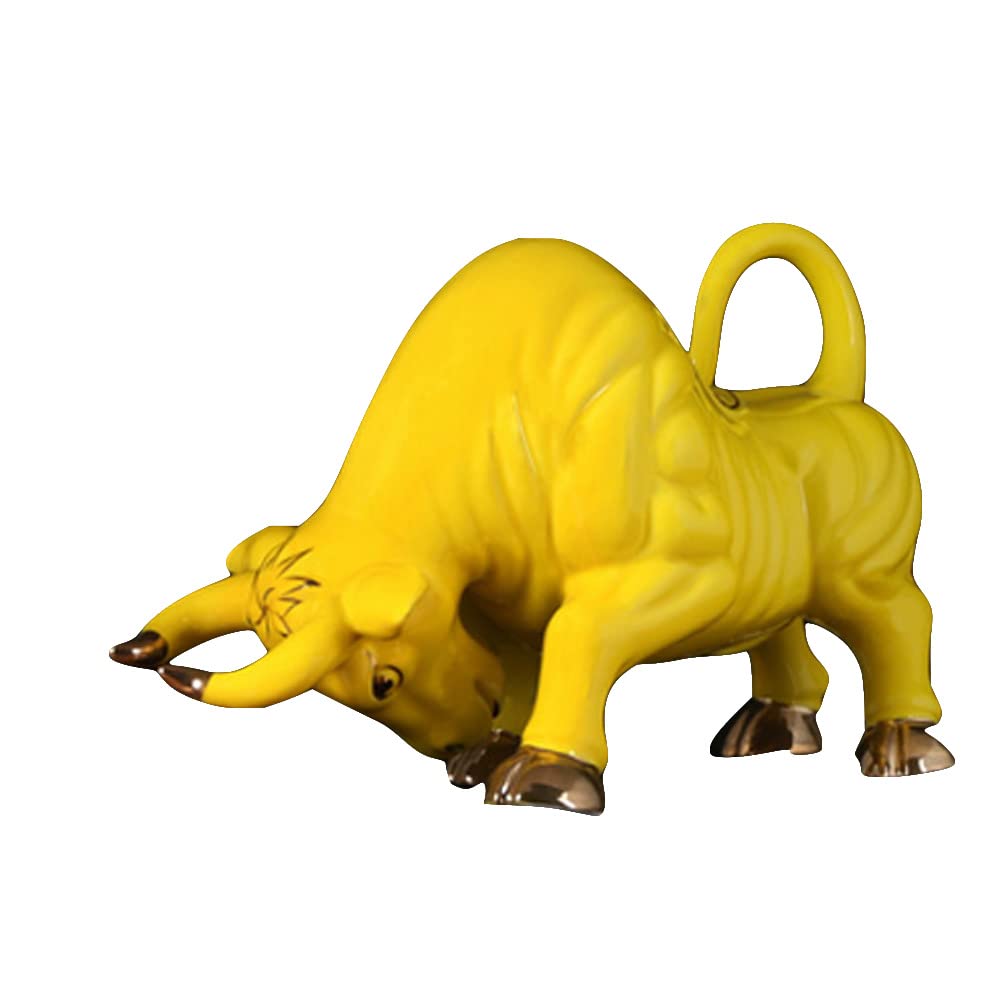 Gold-Plated Bull Statue - Chinese Zodiac Figurine for Home Decor, Feng Shui Living Room Decoration, Animal Sculpture for Office Desk & Wealth Display | Perfect for Housewarming Gifts, New Year Decor, and Wealth Attraction