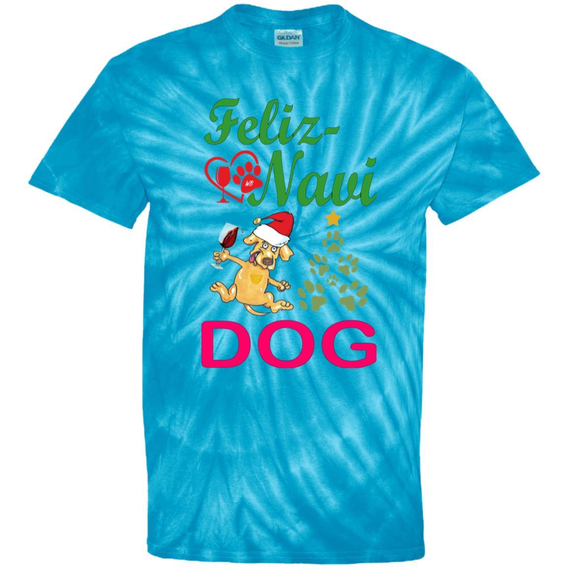 Feliz Navi Dog Tie Dye Youth T-Shirt | Christmas Holiday Graphic Tee for Dogs & Pet Lovers | Perfect for Xmas Parties, Pet Photos & Festive Gifts