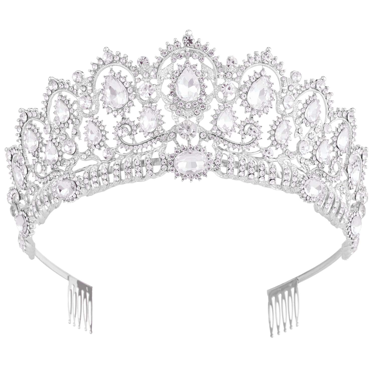 Princess Peach Crown & Fairy Godmother Tiara - Silver Wedding Hair Accessories for Women | Perfect for Quinceañera, Prom, Birthday Parties, Cosplay & Princess Theme Events