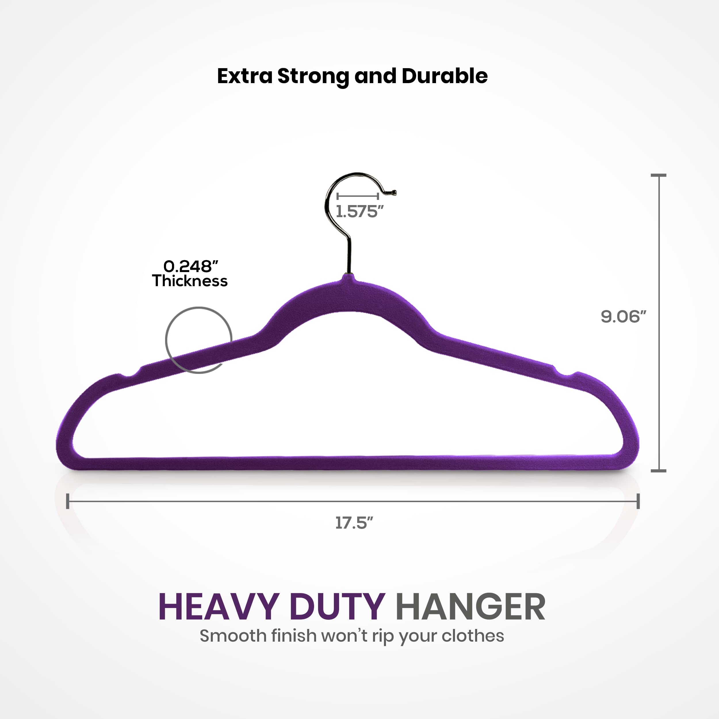 Utopia Home 50-Pack Velvet Non-Slip Hangers with 360° Rotating Hook - Heavy Duty Coat & Pants Hangers in Purple - Perfect for Closet Organization & Space Saving Wardrobe Storage