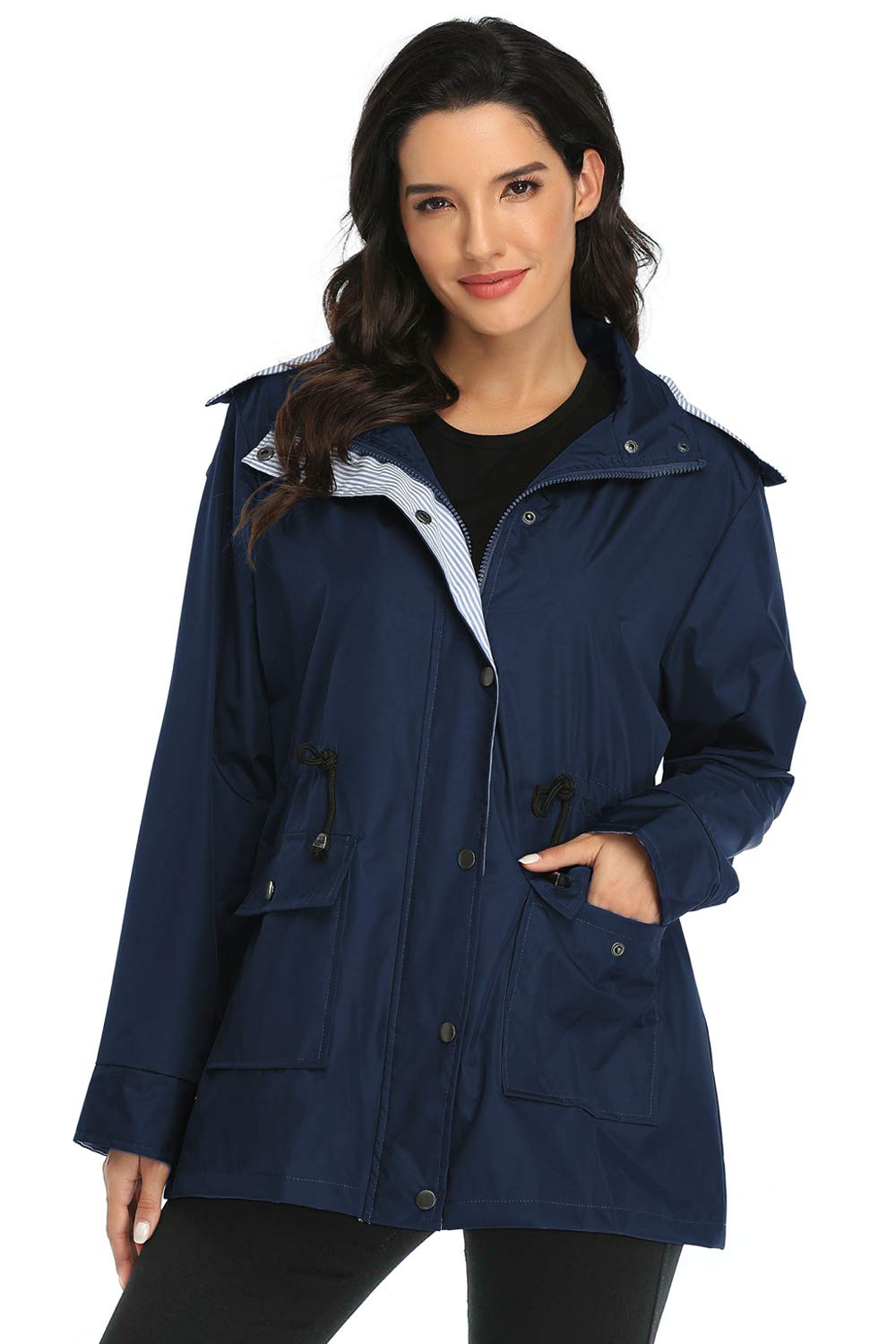 Arthas Women's Lightweight Waterproof Rain Jacket with Hood - Windproof Outdoor Trench Coat for Hiking, Travel & Daily Commute - Plus Size Raincoat for Girls