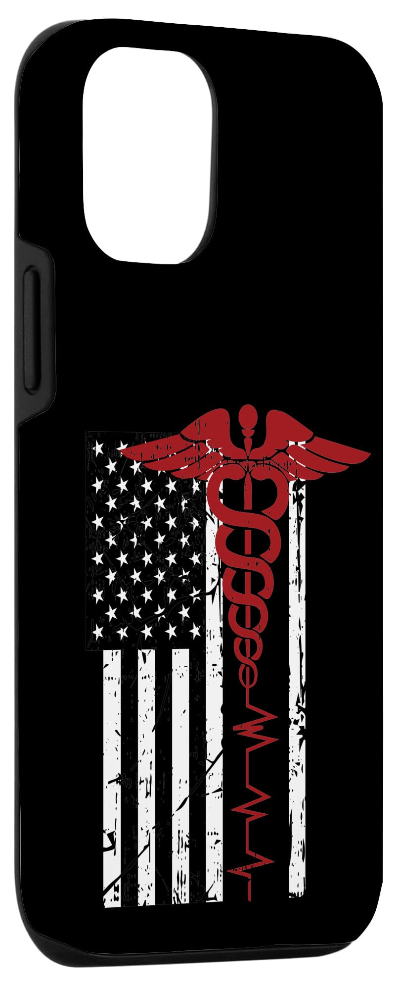 iPhone 12/12 Pro Case - USA Flag & Medical Caduceus Design - Patriotic Nurse Gift - Perfect for Healthcare Workers & First Responders