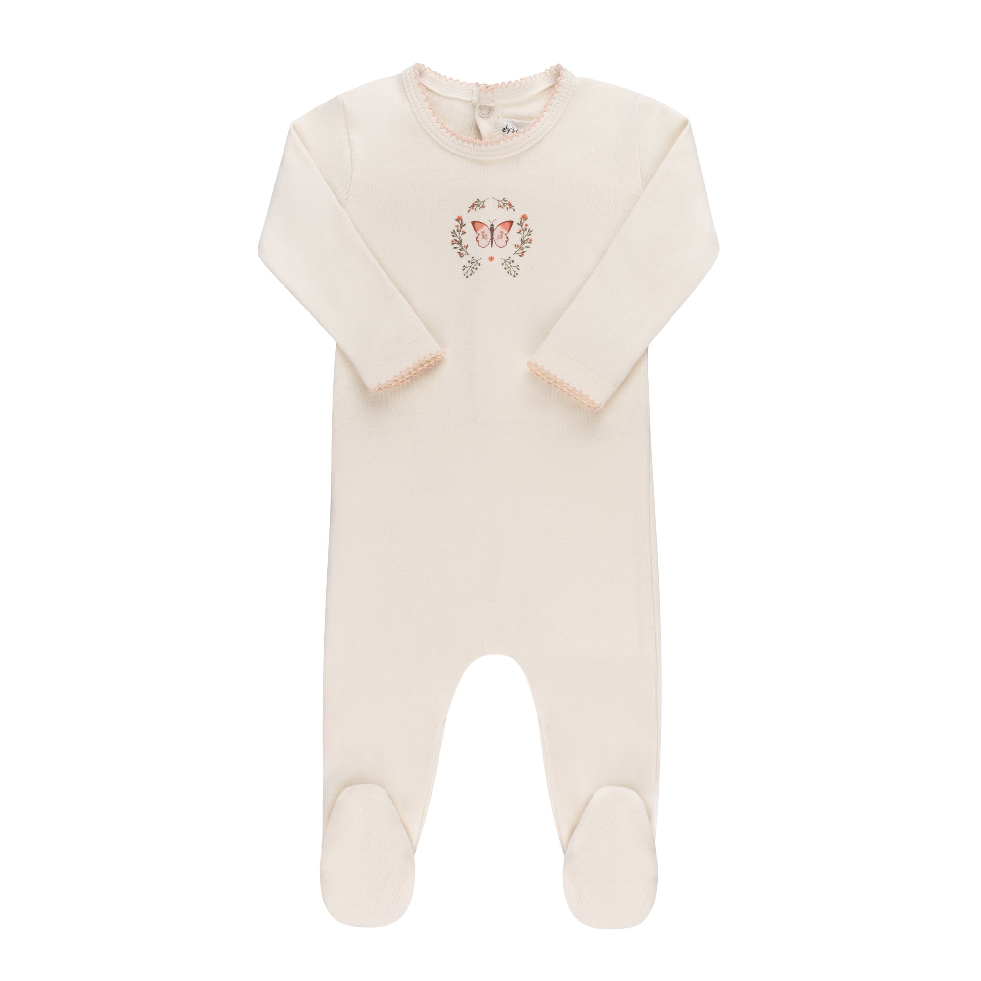 Ely's & Co Floral Ivory Baby Girl Footie Pajamas and Beanie Set - Soft and Cozy for Nursery, Photo Shoots, and Newborn Gifts