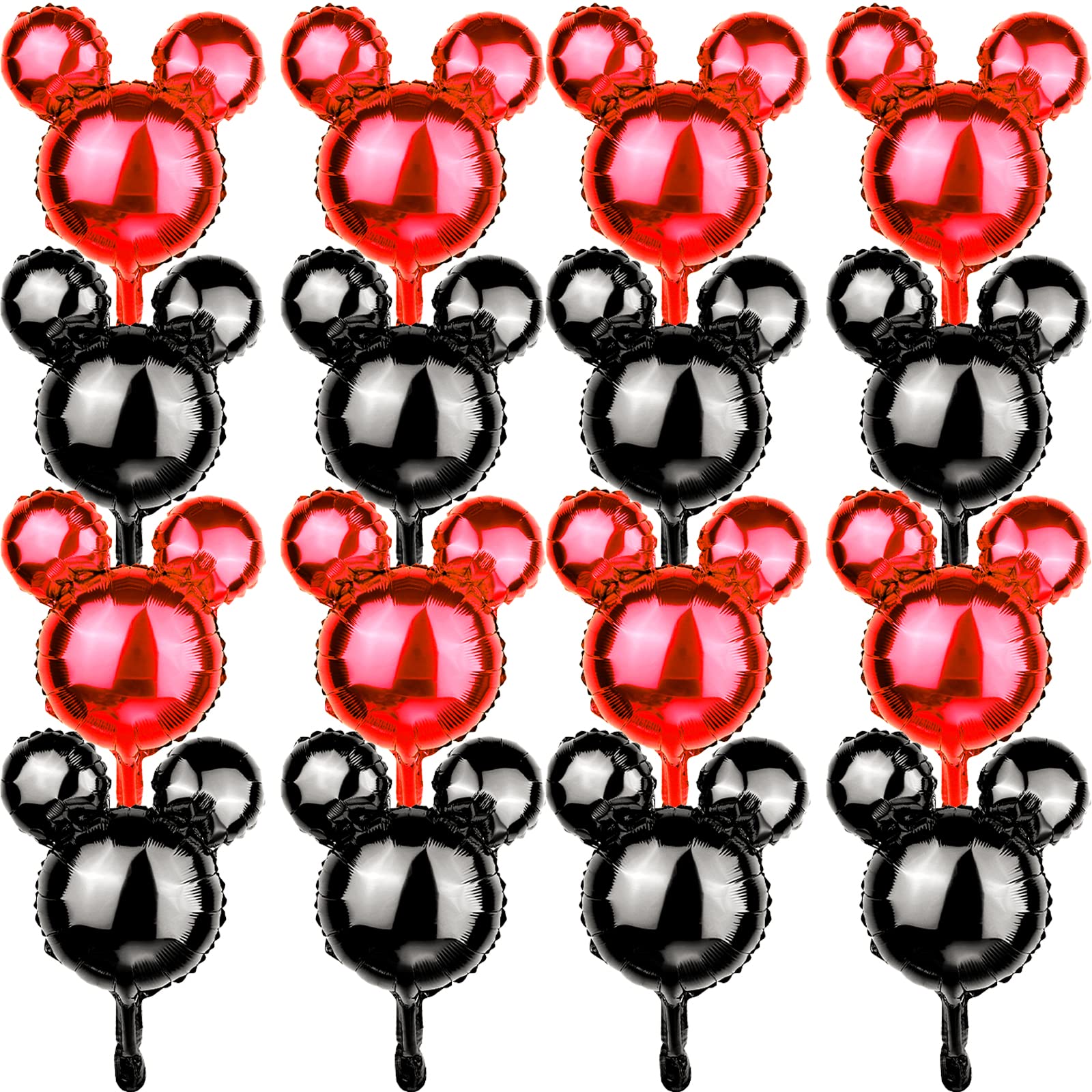 24 Pack Red Mouse Foil Balloons - 18 Inch Mylar Balloons for Birthday Party Decorations, Baby Shower Supplies, Kids Theme Parties & Photo Props - Perfect for Disney Mouse Decor, Mickey Mouse Themed Events and Balloon Garlands