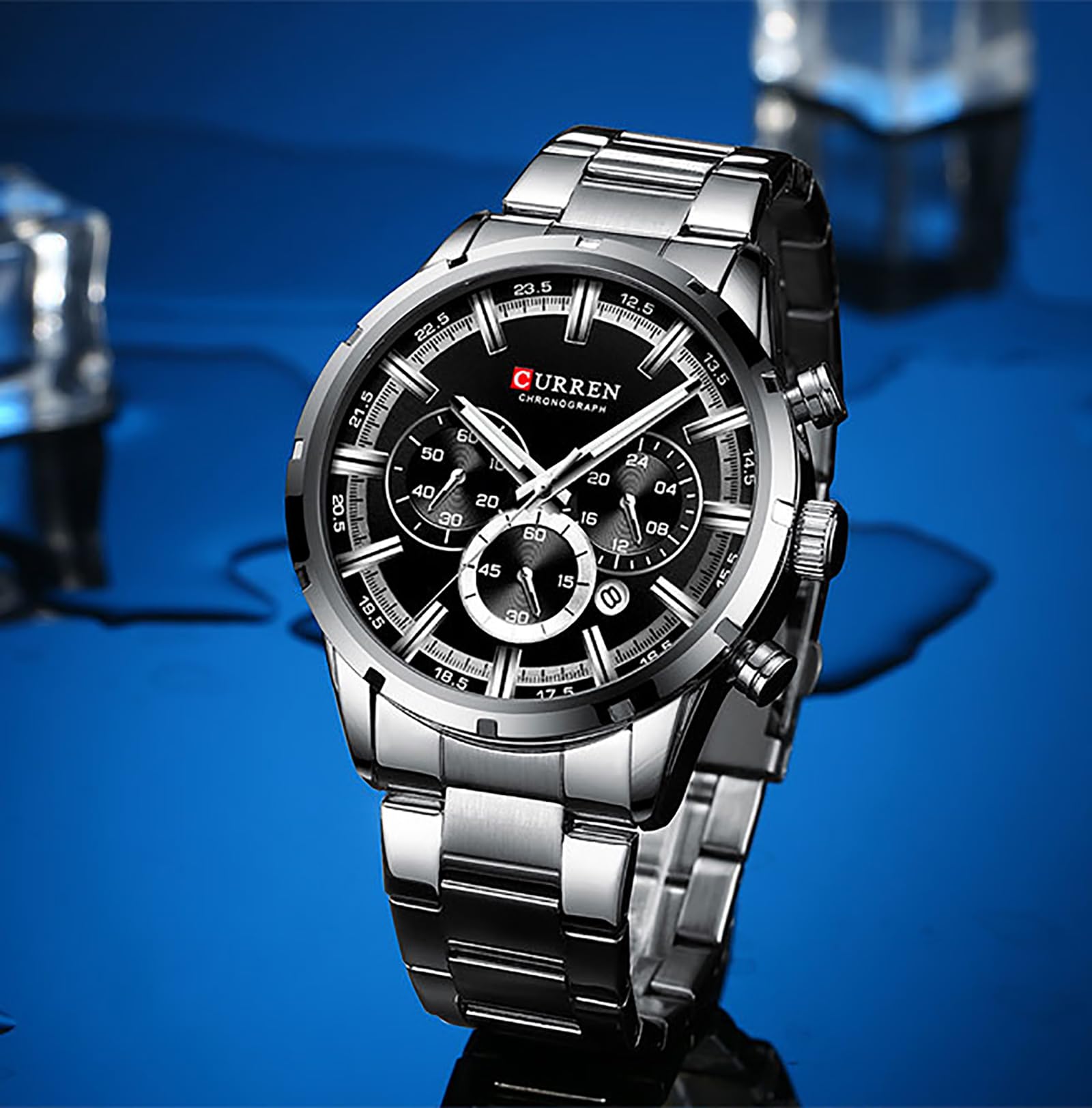 Luxury Men's Stainless Steel Analog Quartz Watch - Waterproof Business Chronograph Dress Wristwatch for Formal & Casual Wear | Perfect for Office, Parties & Everyday Use