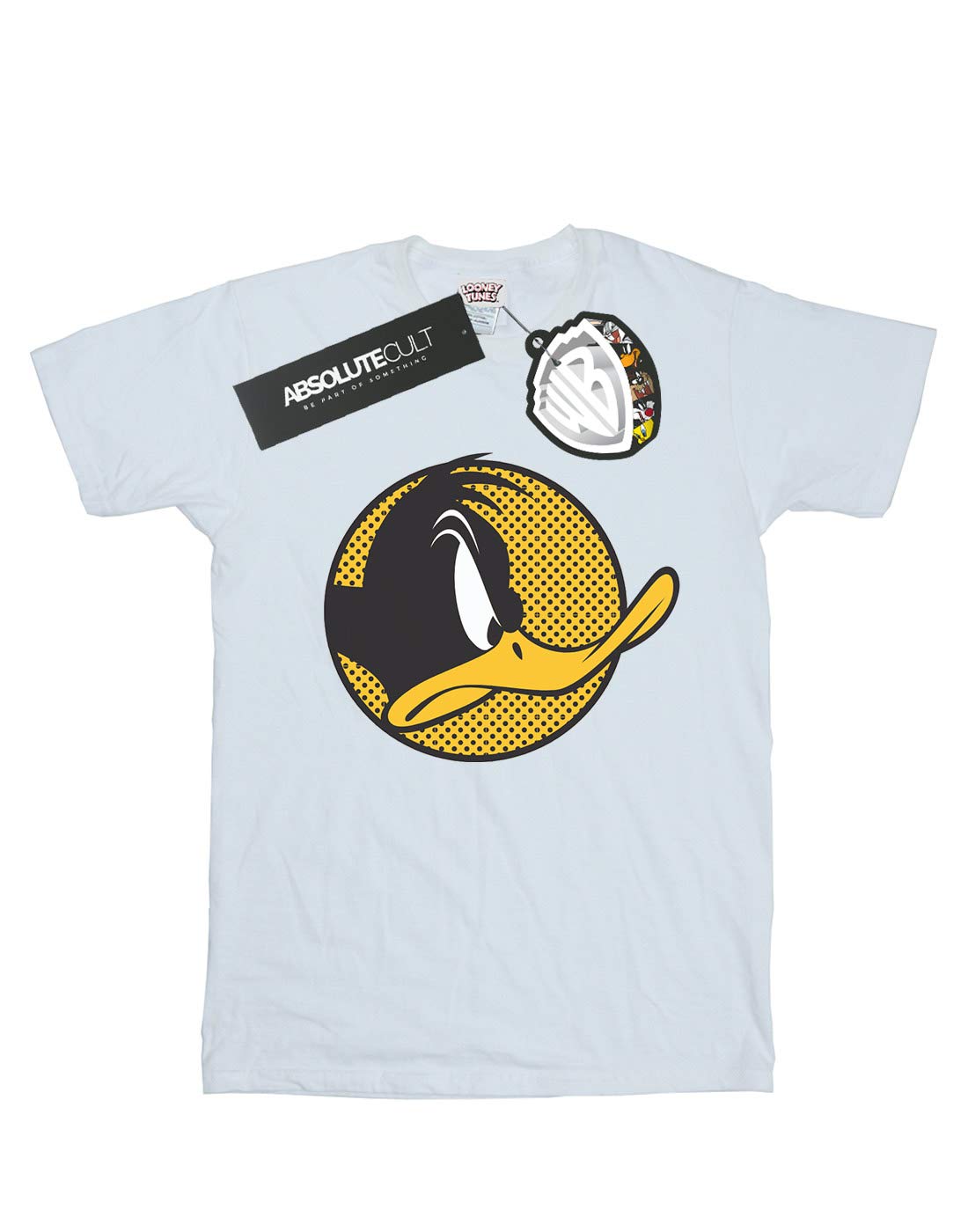 Looney Tunes Daffy Duck Graphic T-Shirt for Boys 7-8 Years | White Cotton Tee with Fun Dotted Design | Perfect for School, Playdates & Cartoon Lovers