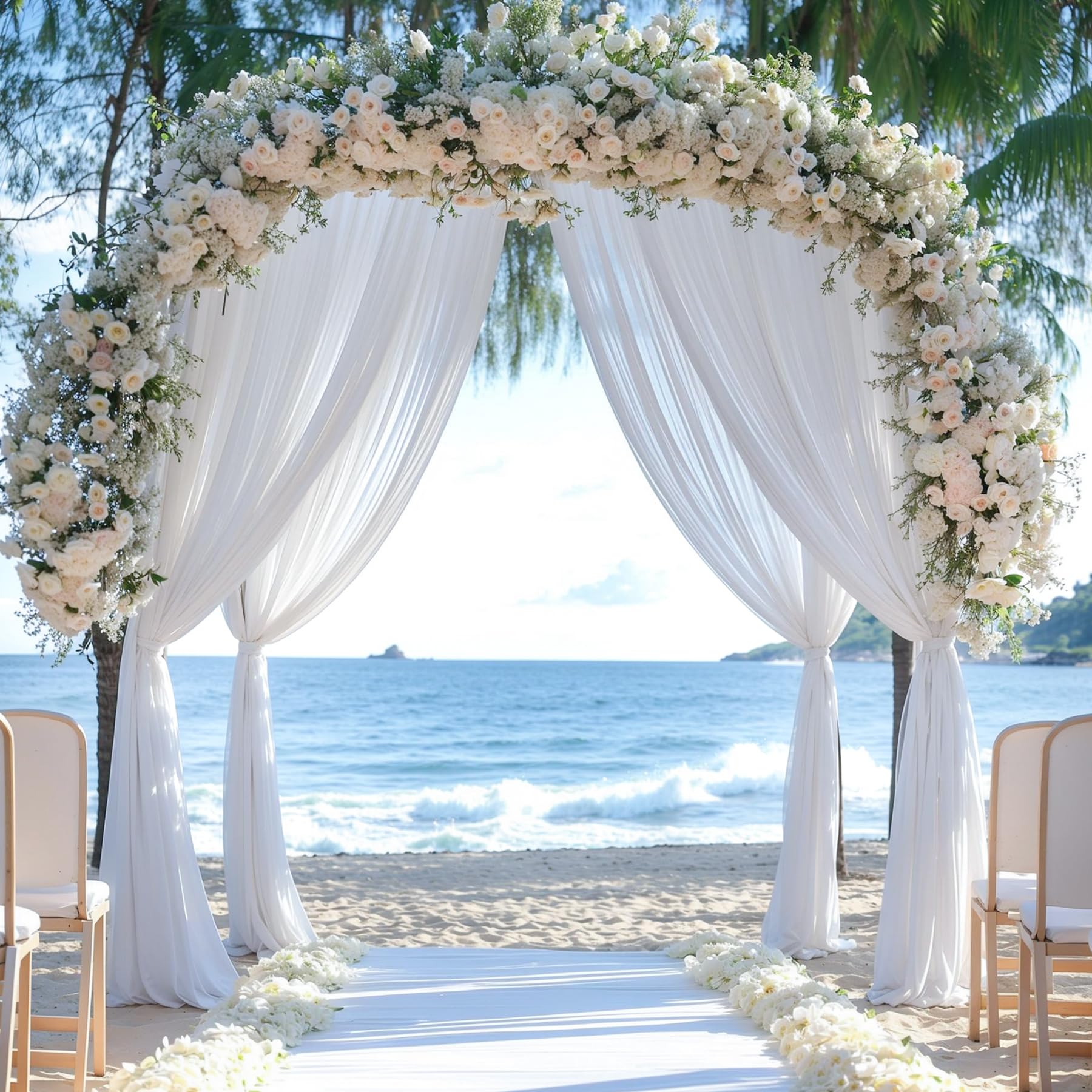 2-Panel White Wedding Arch Draping Fabric - 28