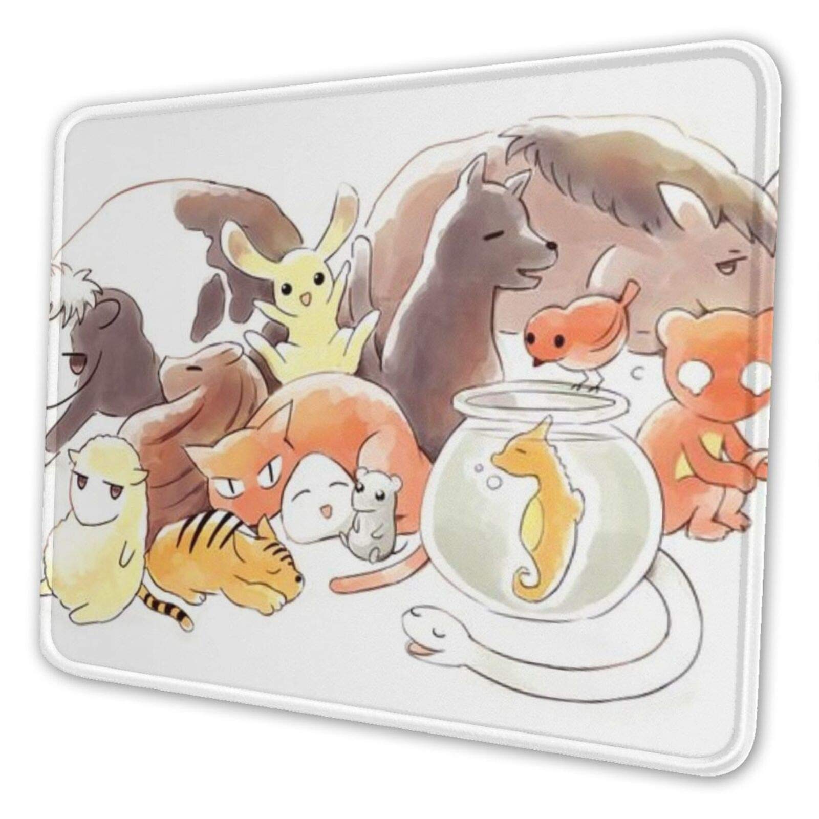 Fruits Basket Zodiac Animals & Rice Ball Non-Slip Mouse Pad - 10x12 Inch Gaming Mousepad with Stitched Edge for Computer, Laptop, Desktop - Perfect for Anime Fans, Office Work & Gaming Sessions