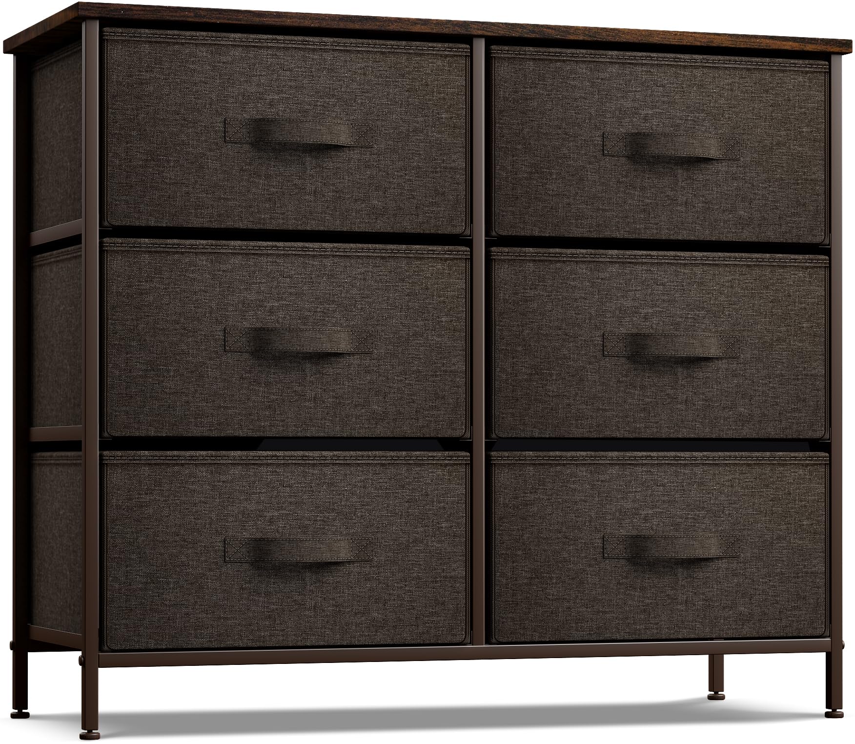 Sorbus 6-Drawer Dresser Organizer with Steel Frame & Wood Top - Easy Pull Fabric Bins for Clothes Storage - Sturdy Bedroom, Living Room, Nursery, Closet Furniture - Perfect for Small Spaces & Home Organization