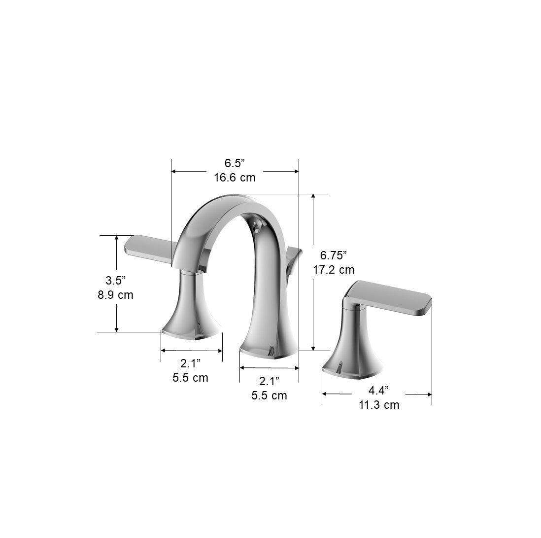 Arezzo Widespread Bathroom Faucet - Chrome Finish 8