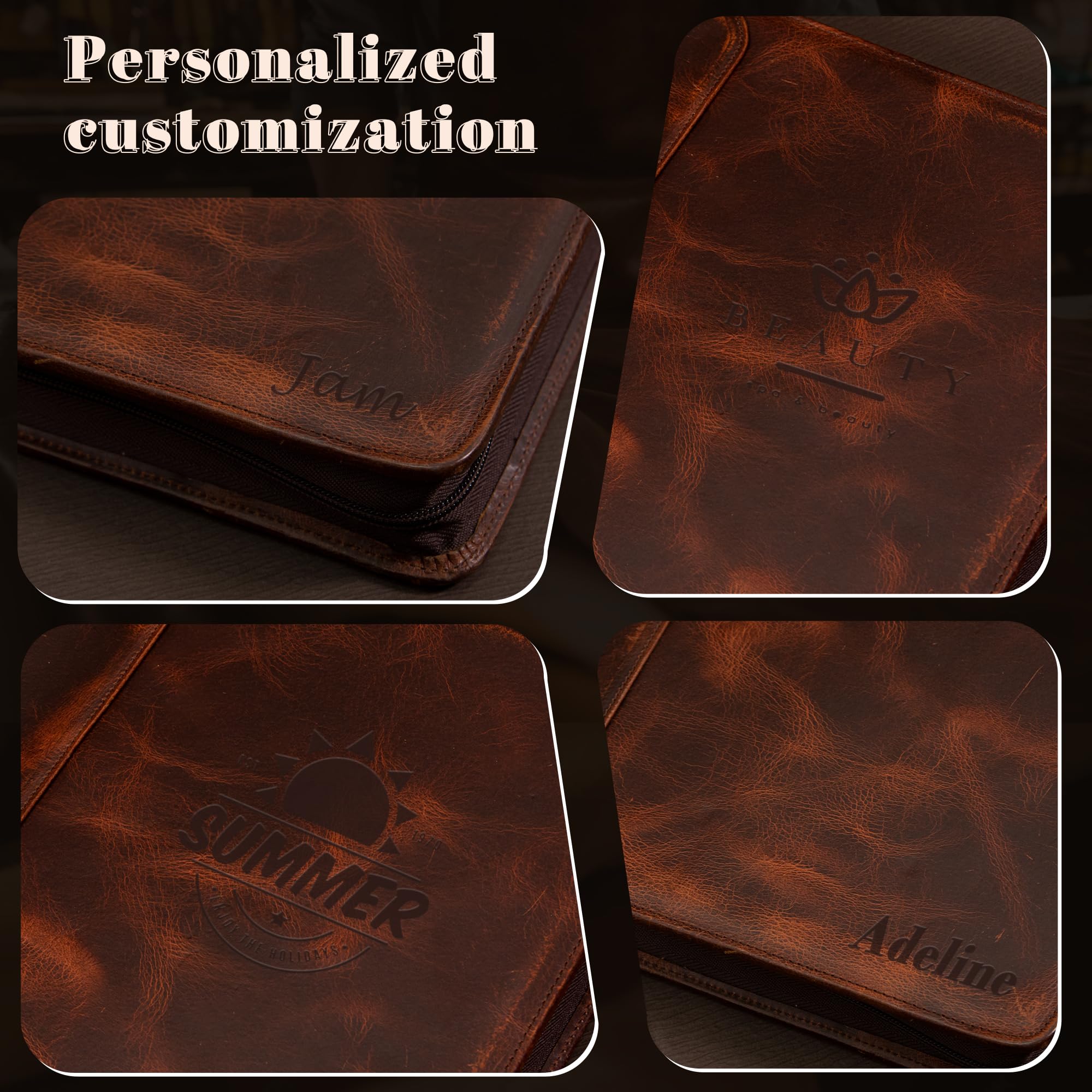 Premium Leather Portfolio with Zipper - Professional 3-Ring Binder Resume Organizer & A4 Notebook Holder - Business Document Folder Fits 13.3