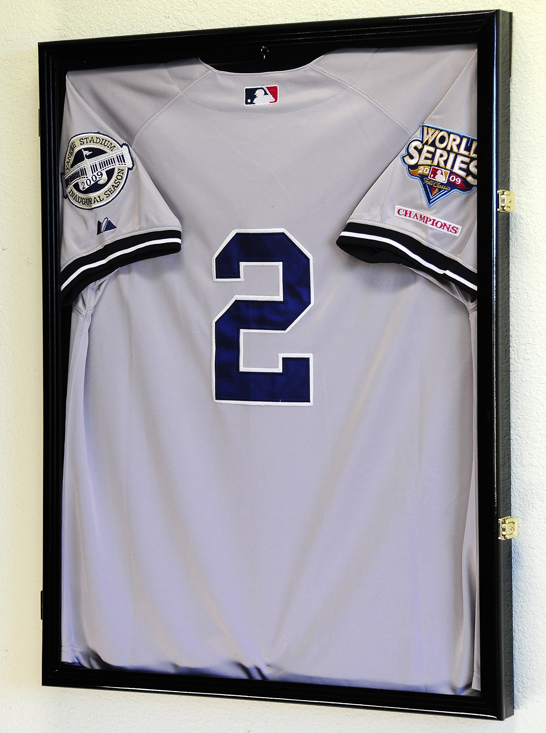 Premium Baseball Jersey Display Case with 98% UV Protection - Walnut Finish for Sports Memorabilia Collection & Home Decor