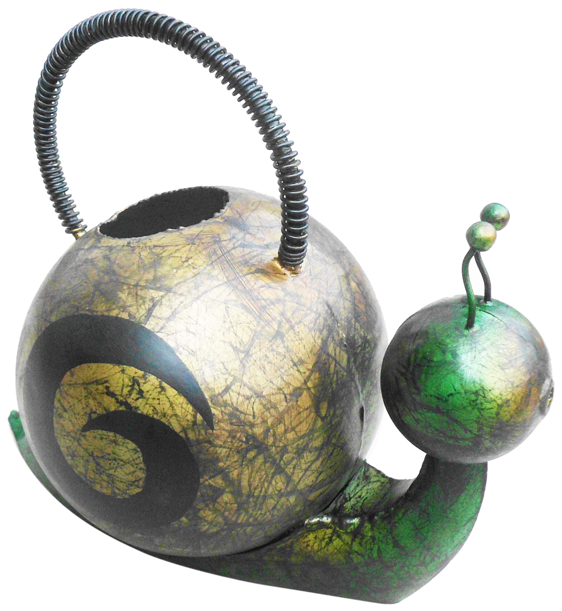 D-ART COLLECTION Vintage Iron Watering Can with Snail Design - Perfect for Indoor Plants, Garden Decor, and Home Gardening Gifts