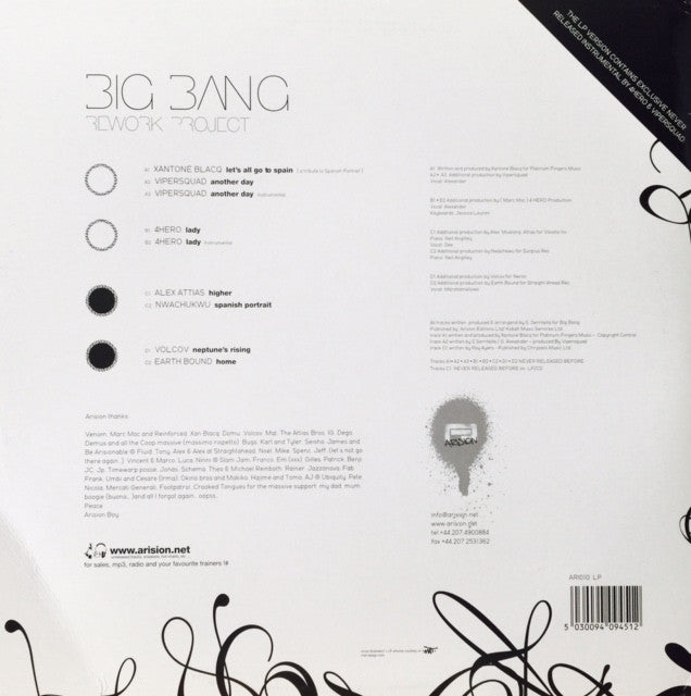 Arison Big Bang Rework Project 2x12 Vinyl Record ARI010LP - Limited Edition Electronic Music for DJs & Collectors