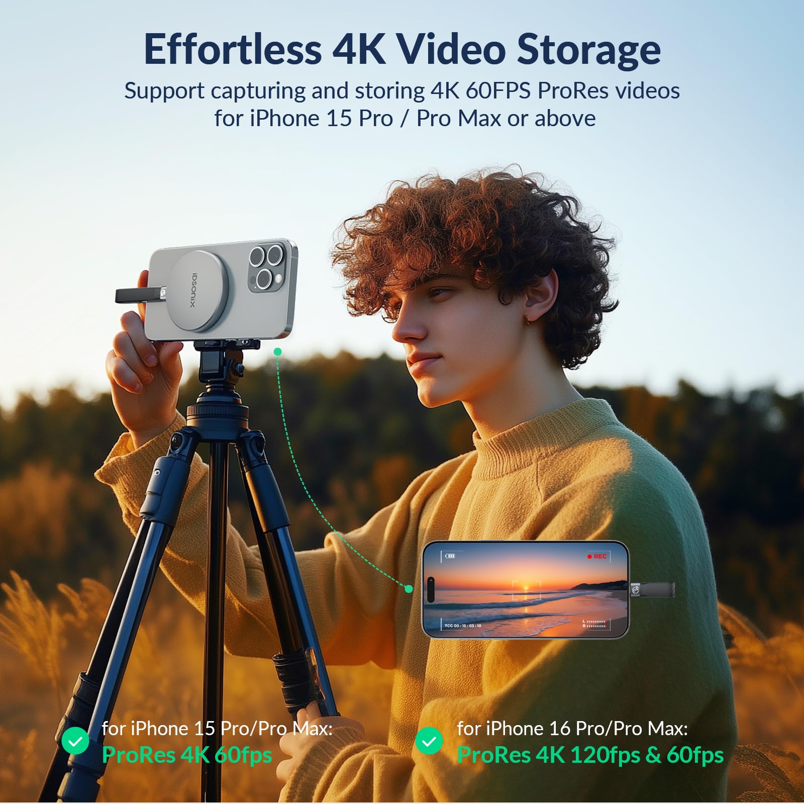iDsonix 2TB Portable External SSD - Ultra Fast 2000MB/s USB-C 3.2 Gen 2x2 Solid State Drive - Compatible with MacBook, iPad, PS5, Xbox, PC - Perfect for Gaming, 4K Video Editing & Data Backup - iQ20 Magnetic SSD