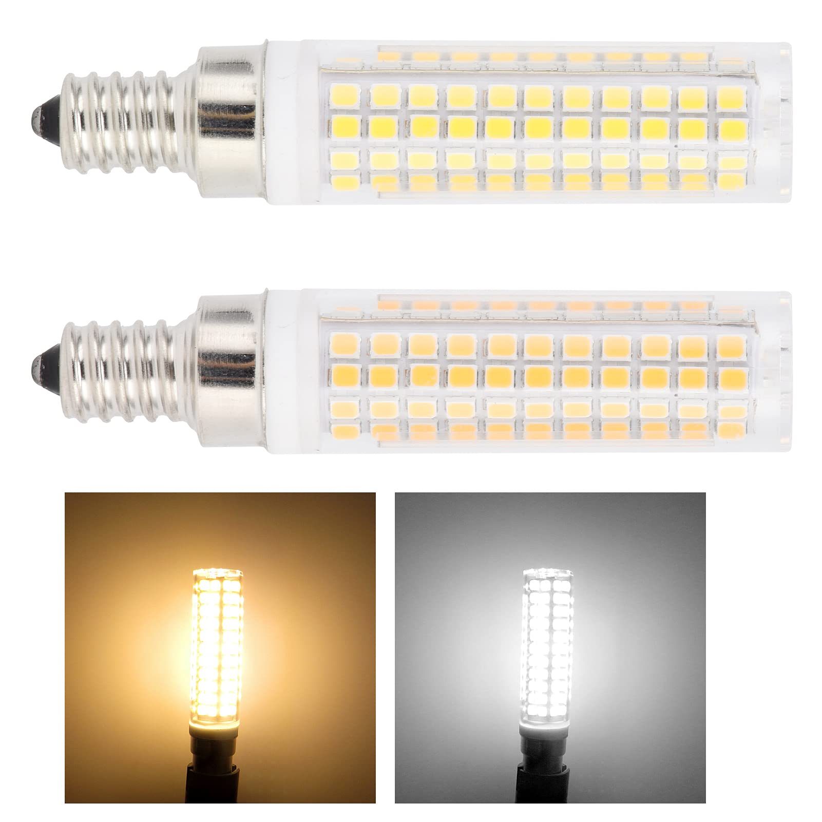 Hyuduo 15W LED Cylindrical Bulb - E12 Base, 120W Halogen Equivalent (1200lm), Dimmable Warm White Light for Chandeliers, Ceiling Fans & Decorative Fixtures - Perfect for Dining Rooms, Bedrooms & Living Spaces