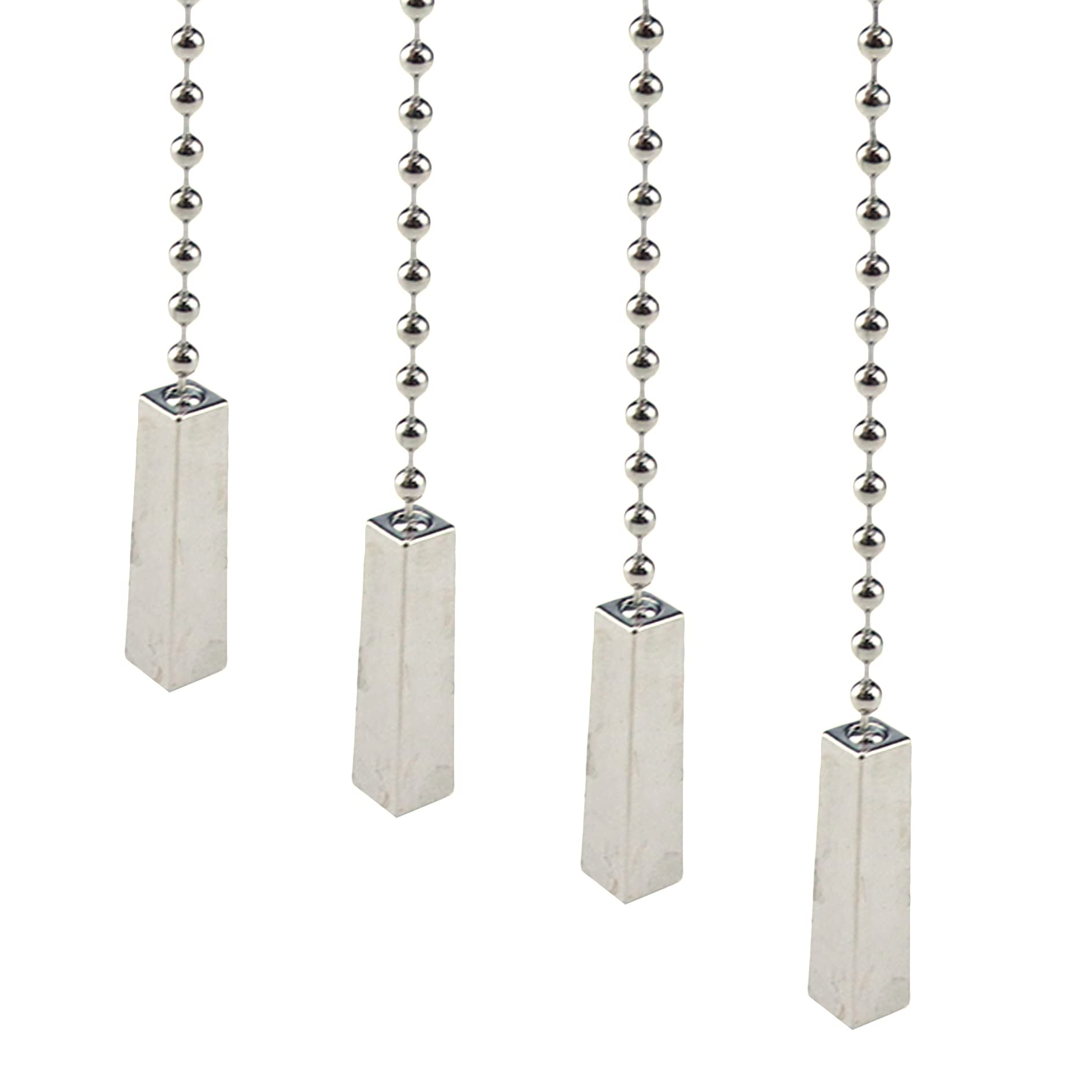 Antrader 4 Pack 12-Inch Silver Rectangle Ceiling Fan Pull Chain Extender - Replacement Pull Chains for Ceiling Fans & Lights - Perfect for Bedroom, Living Room, and Office Fan Maintenance