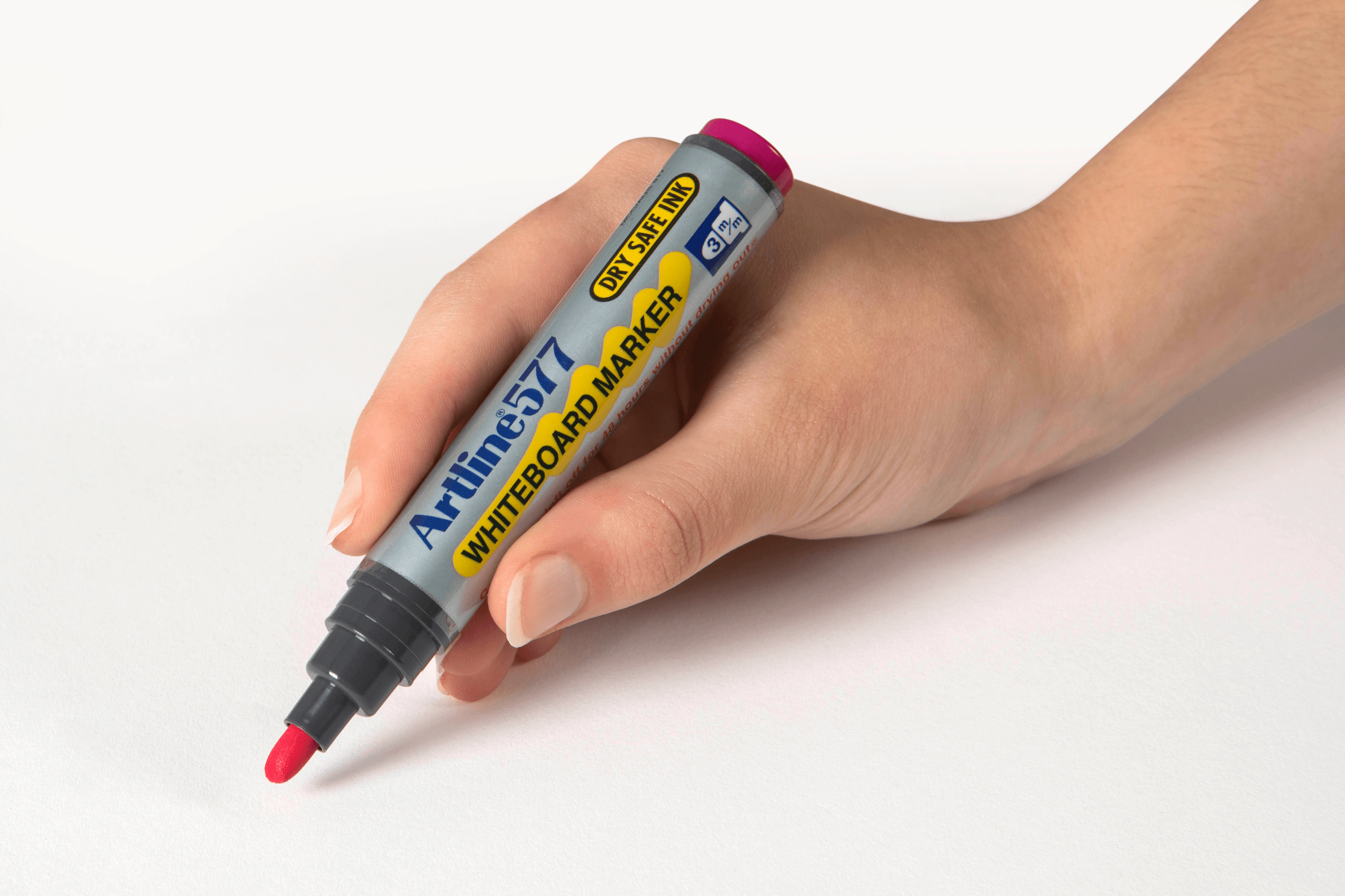 Artline 577 Whiteboard Markers - 12-Pack with 3mm Bullet Tip, Vibrant Pink - Perfect for Classroom, Office & Home Whiteboard Presentations