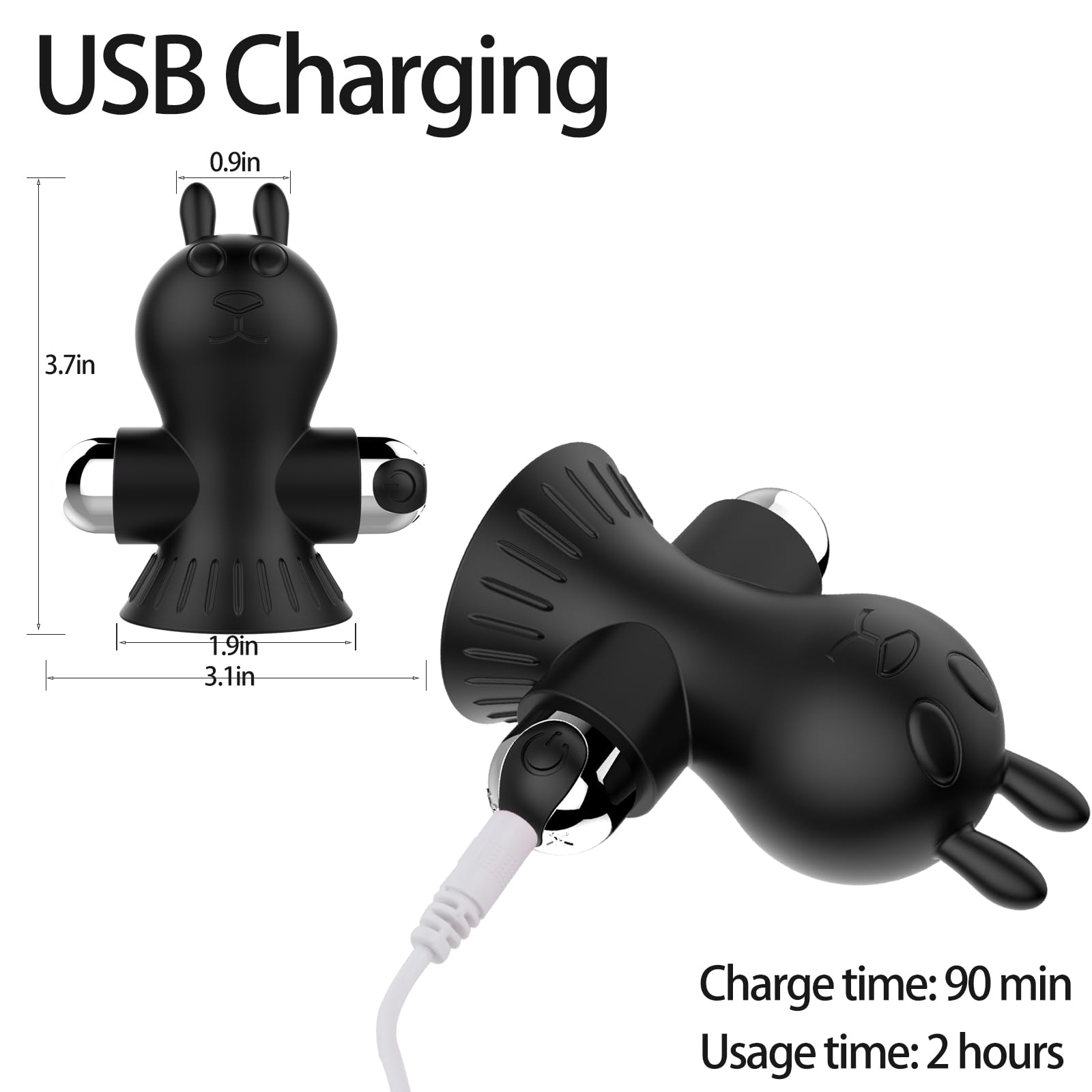 Premium Nipple Vibrator & Sucker - 10-Speed Nipple Stimulator & Teaser Massager with Dual Stimulation for Women - Adult Sex Toy for Couples & Solo Play (Black)