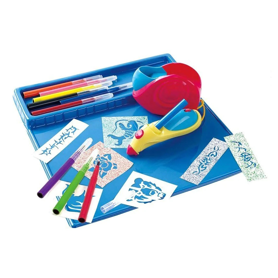 PlayGo Toys Air Brush Tattoo Studio Kit - Safe & Washable Temporary Tattoo Maker for Kids & Adults - Perfect for Birthday Parties, Halloween Costumes & Creative Play