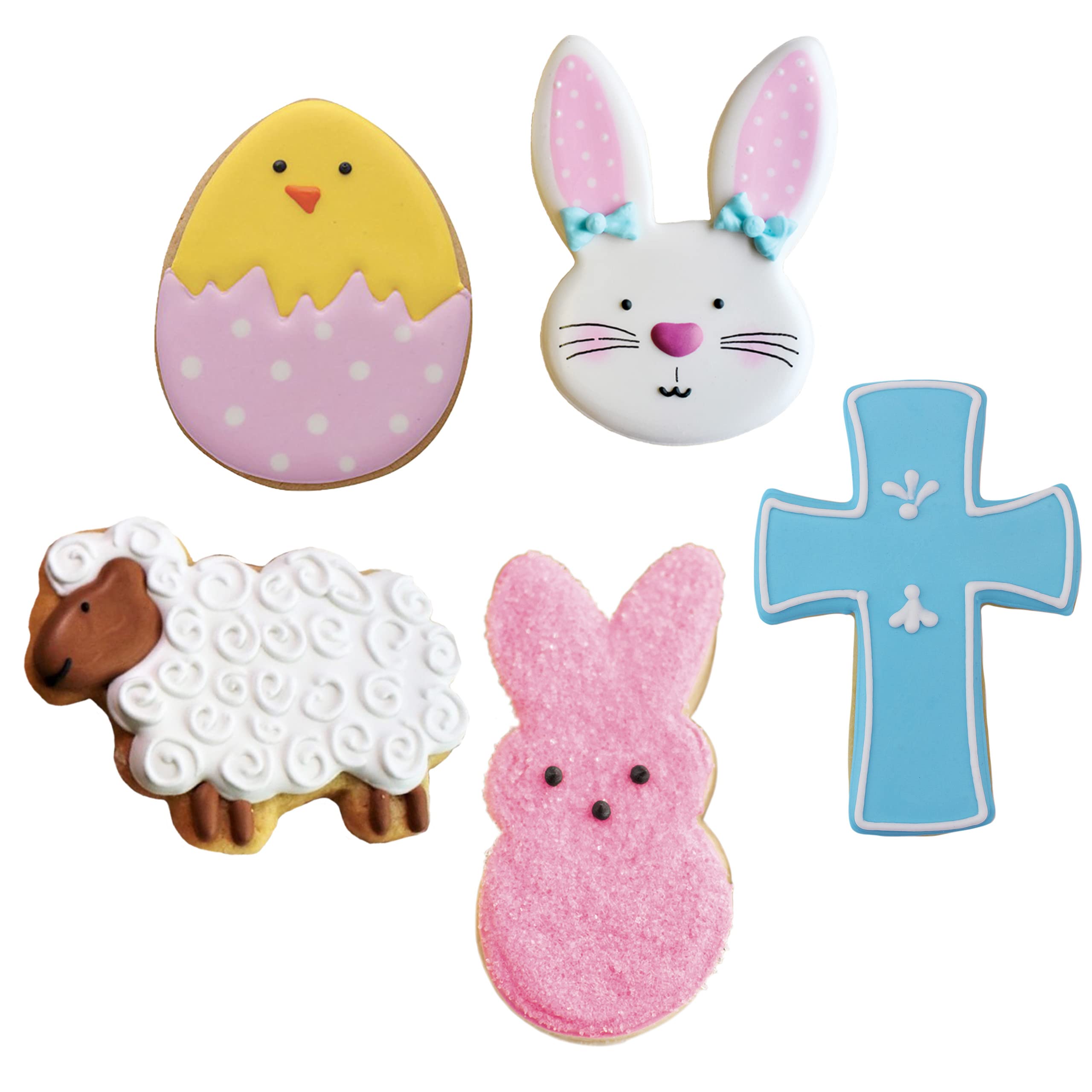 Ann Clark USA-Made Easter Cookie Cutters 5-Piece Set - Bunny, Egg, Cross & Lamb Shapes for Holiday Baking & Decorating | Perfect for Easter Treats, Party Favors & DIY Crafts