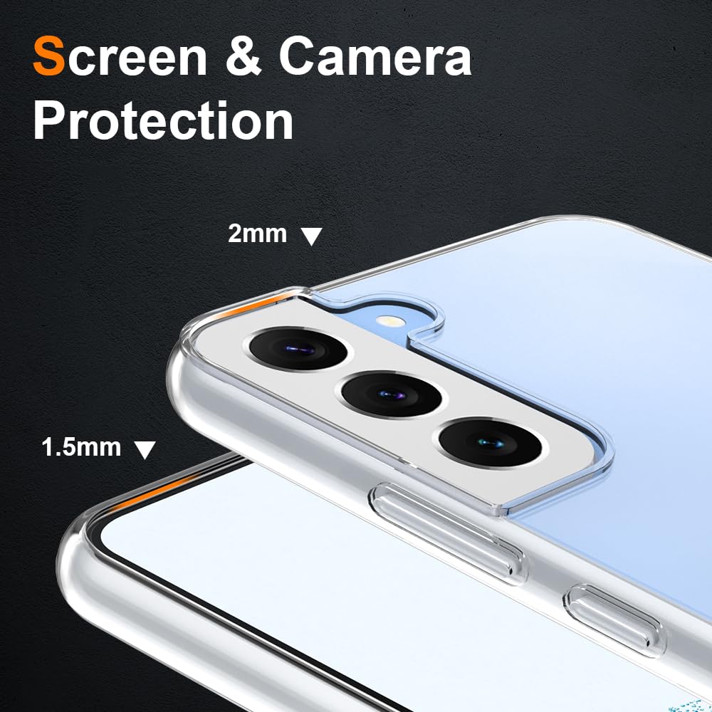 Crystal Clear Samsung Galaxy S22 Case - Soft Slim Fit Transparent TPU Protective Cover | Shockproof & Comfort Grip | Perfect for Everyday Use, Work & Travel