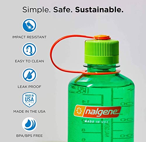 Nalgene Tritan Narrow Mouth BPA-Free Water Bottle 16oz - Leak Proof & Durable for Hiking, Gym, Travel & Everyday Use