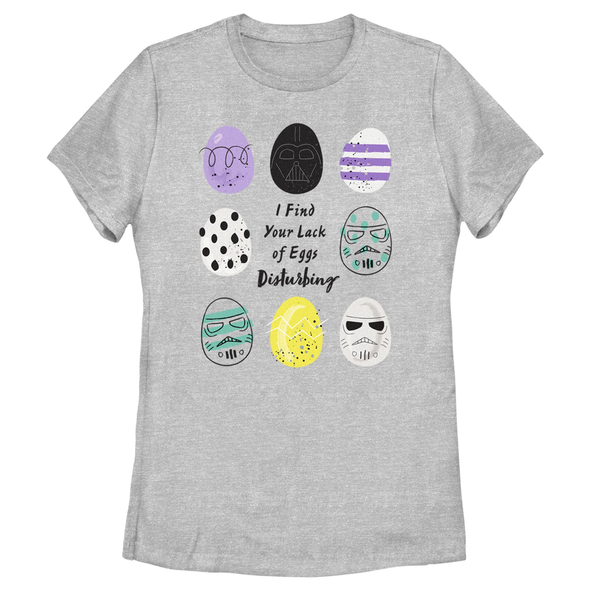 Women's Star Wars Easter Darth Vader 'I Find Your Lack of Eggs Disturbing' Graphic T-Shirt - Funny Sci-Fi Pop Culture Tee for Cosplay, Gift Giving & Holiday Parties