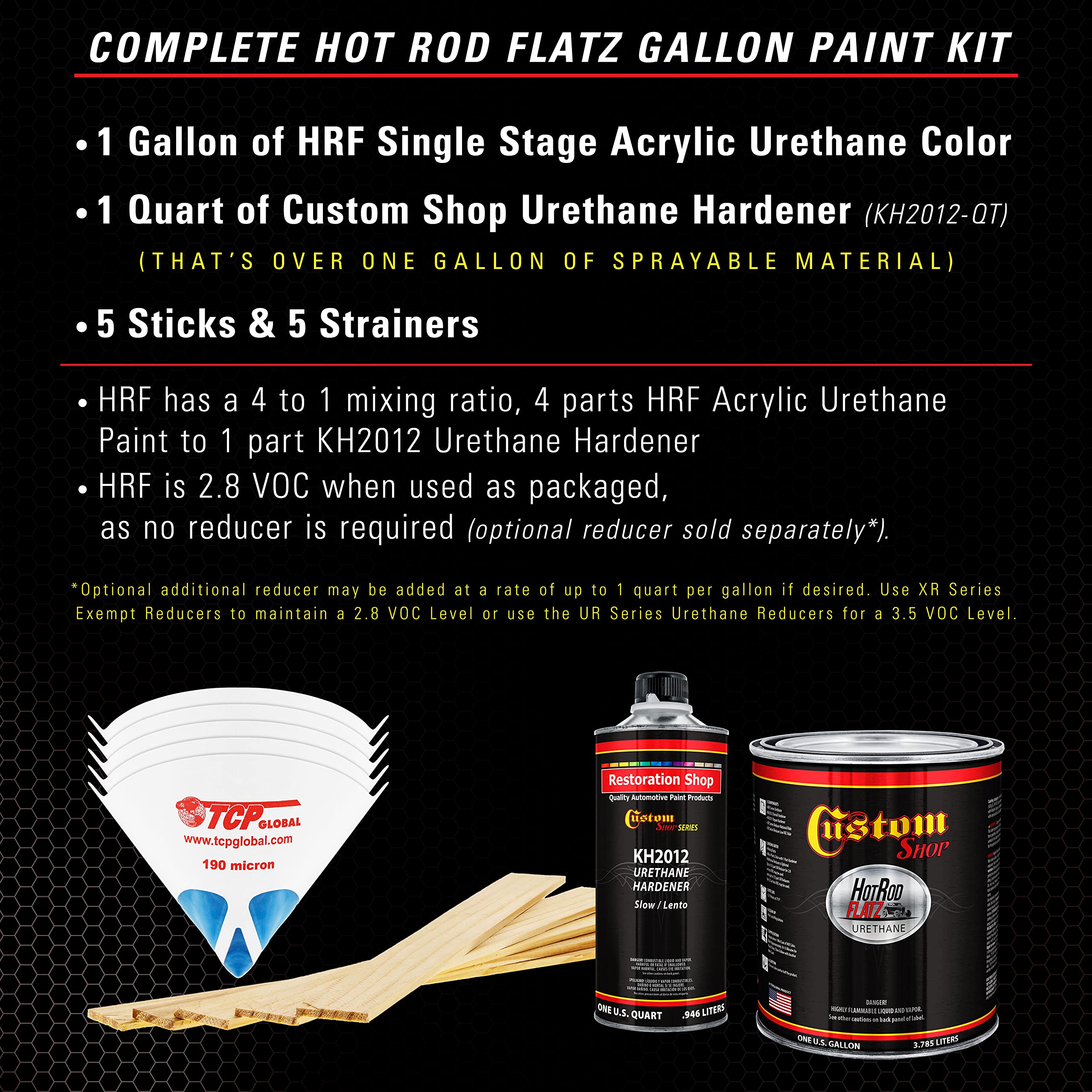 Royal Maroon Hot Rod Flatz Flat Matte Satin Urethane Auto Paint Kit - Professional Low Sheen Automotive Coating for Cars & Trucks (4:1 Mix Ratio, 1 Gallon) - Ideal for Custom Car Shops, Hot Rod Restoration & DIY Vehicle Projects