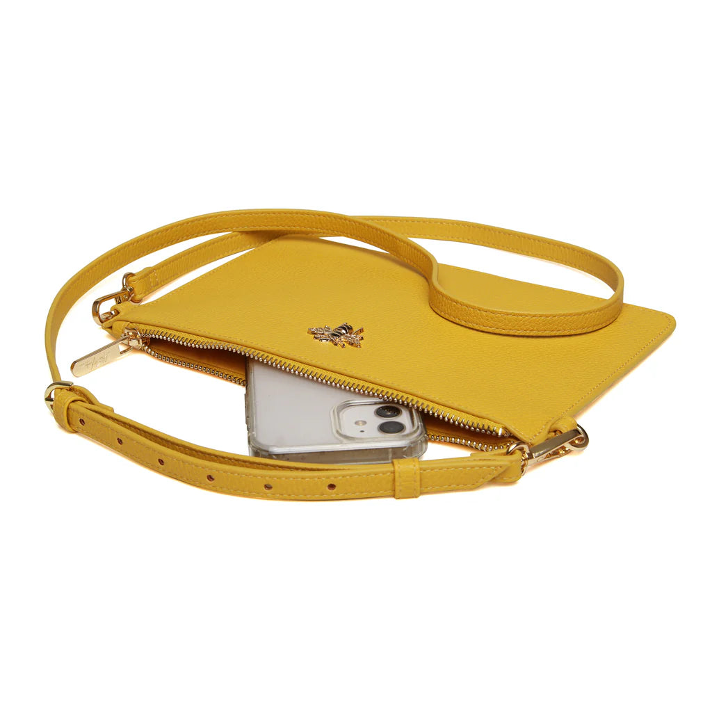 Alice Wheeler Ealing Phone & Clutch Pouch - Mustard Yellow | Stylish Crossbody Bag for Women | Perfect for Parties, Shopping & Everyday Use